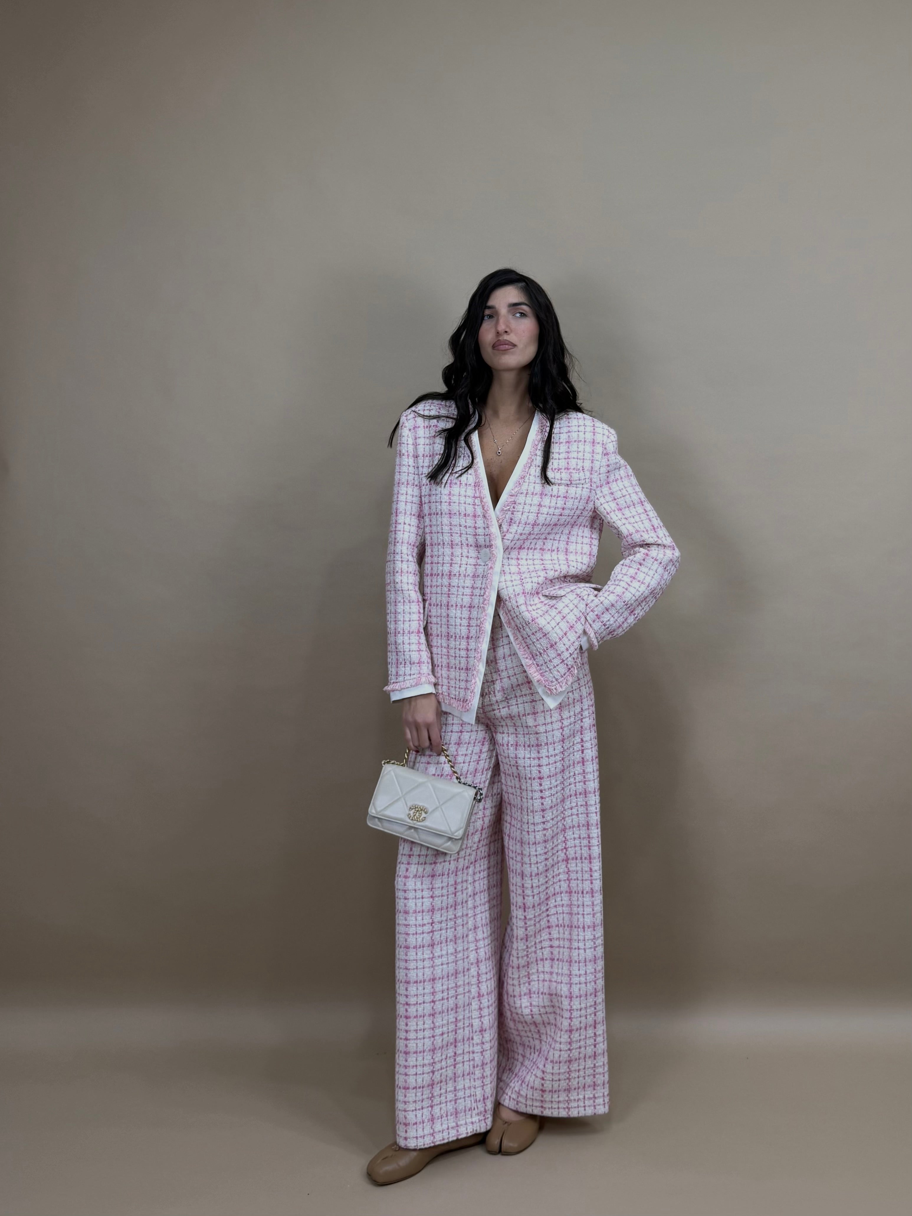 Pantalone in tweed lumina