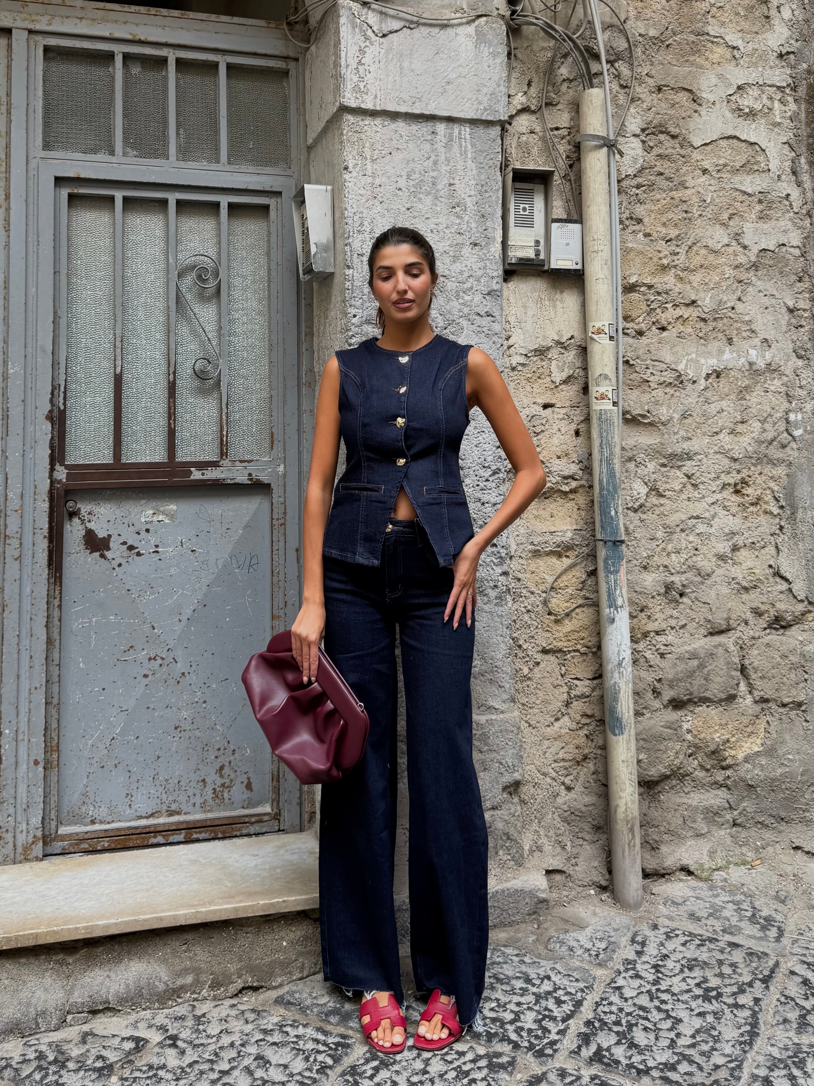 Coordinato in denim scuro