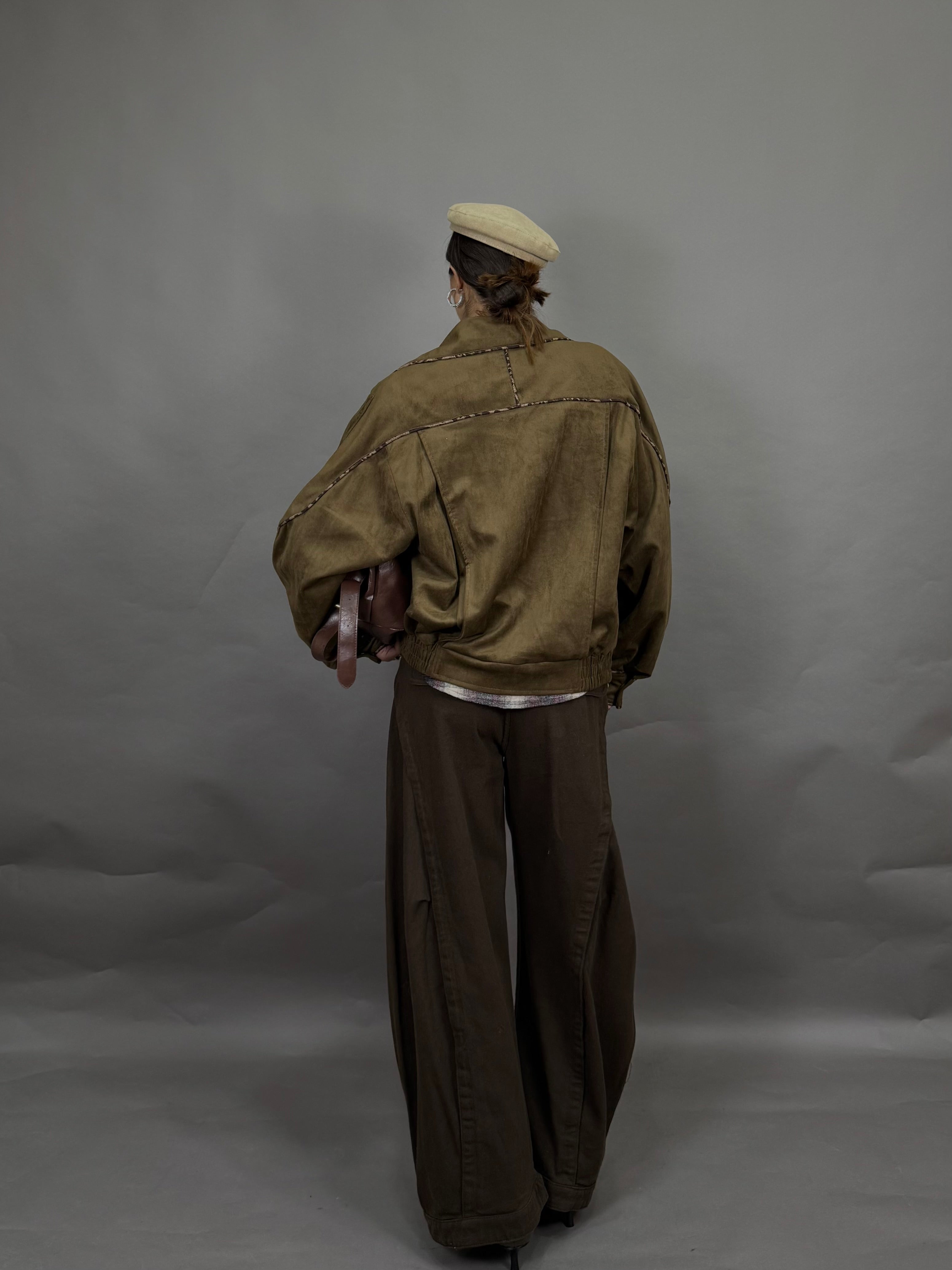 Giacca scamosciata verde