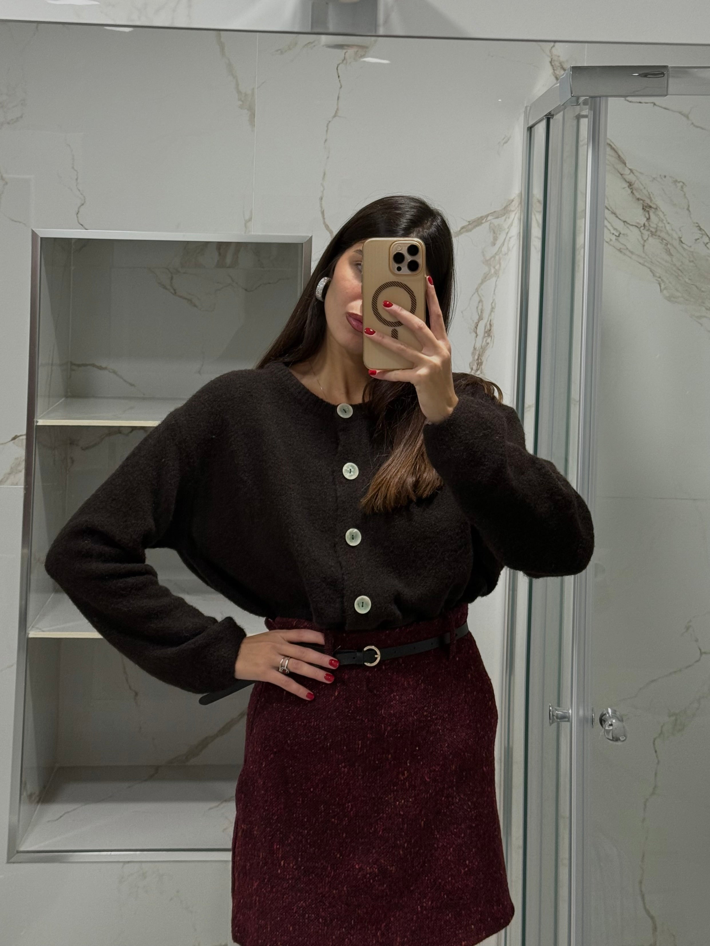 Cardigan lana marrone