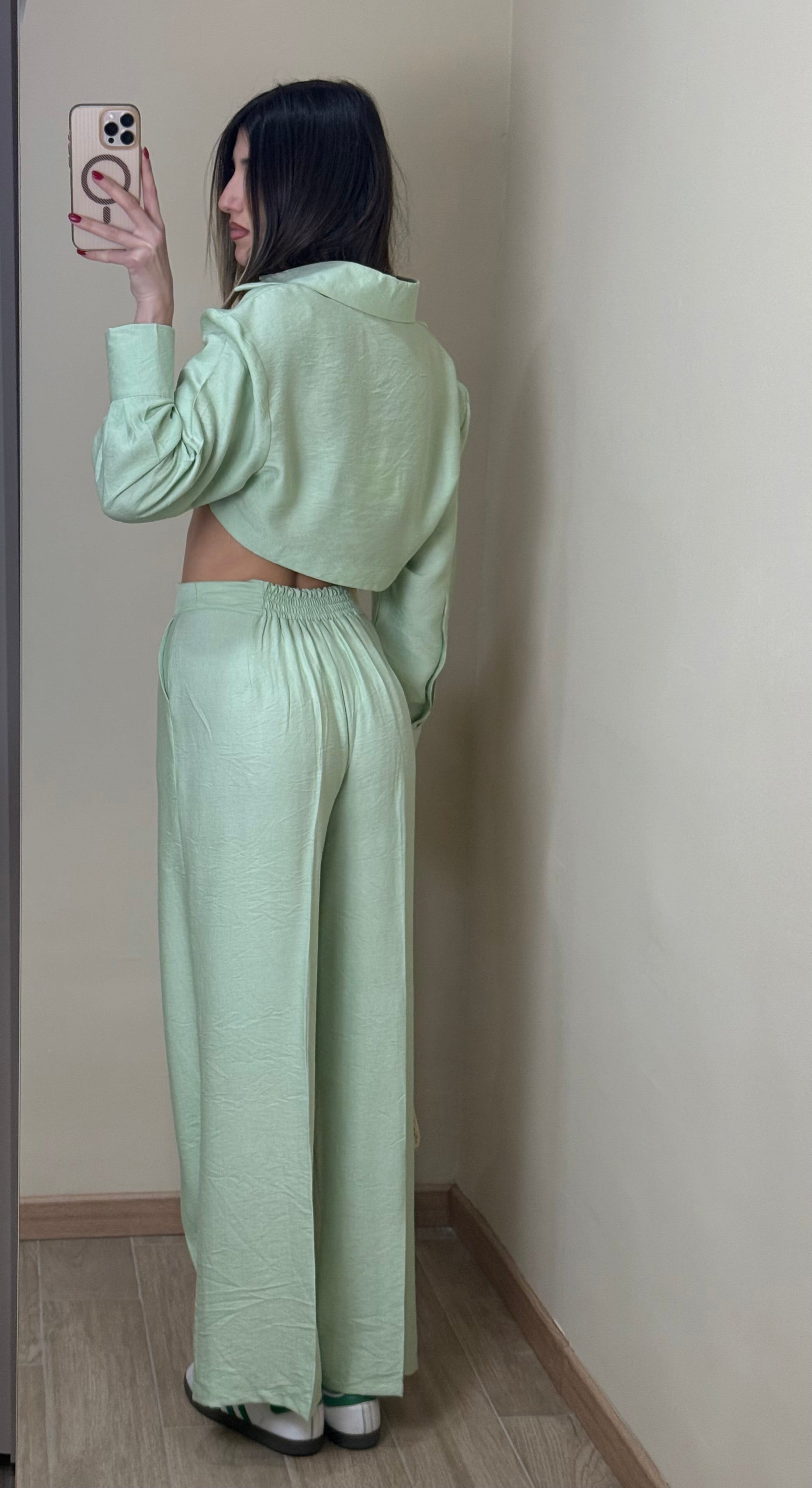 Coordinato misto lino verde menta - LadyB Shop Online