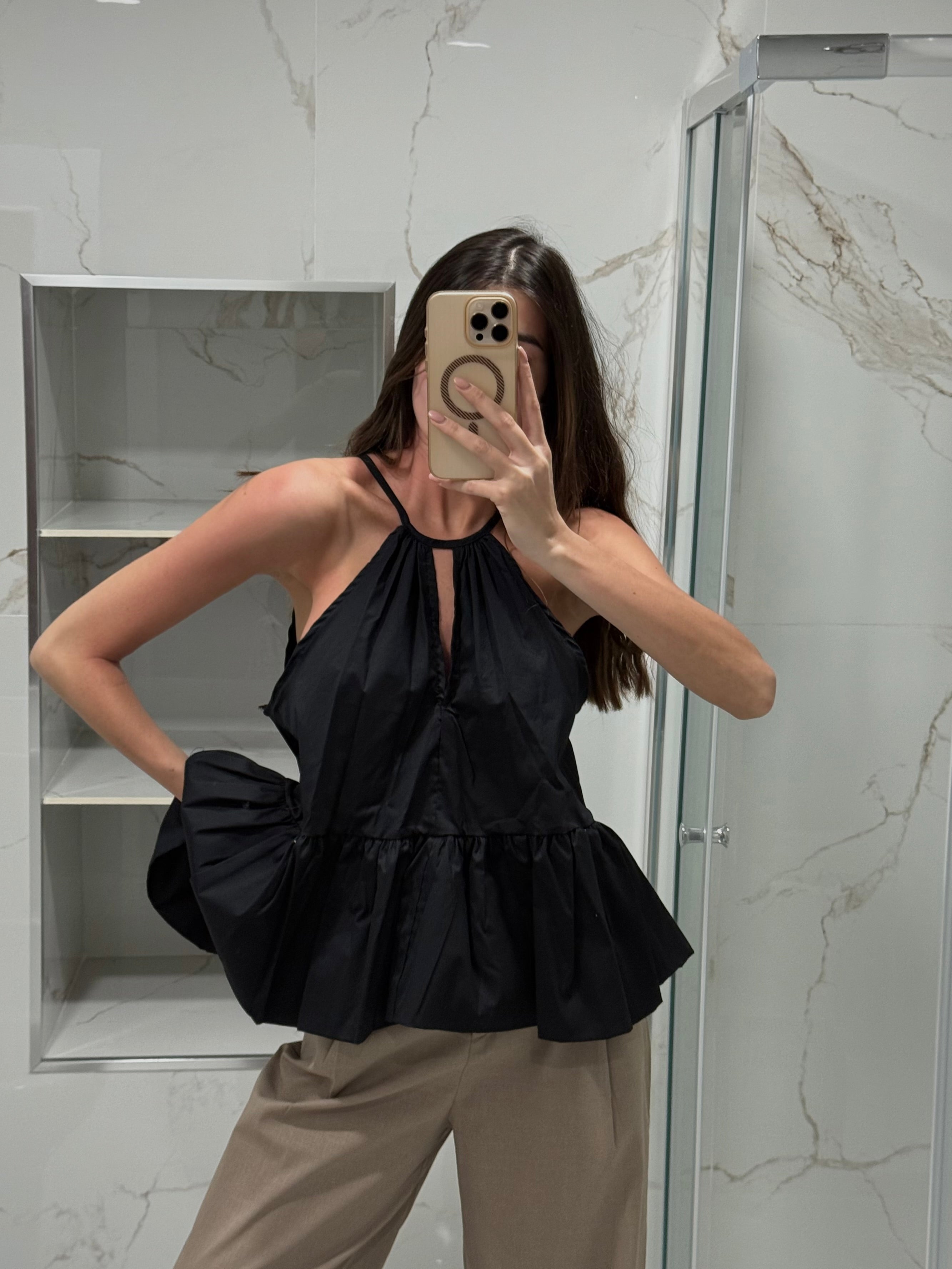 Blusa in cotone nero - LadyB Shop Online