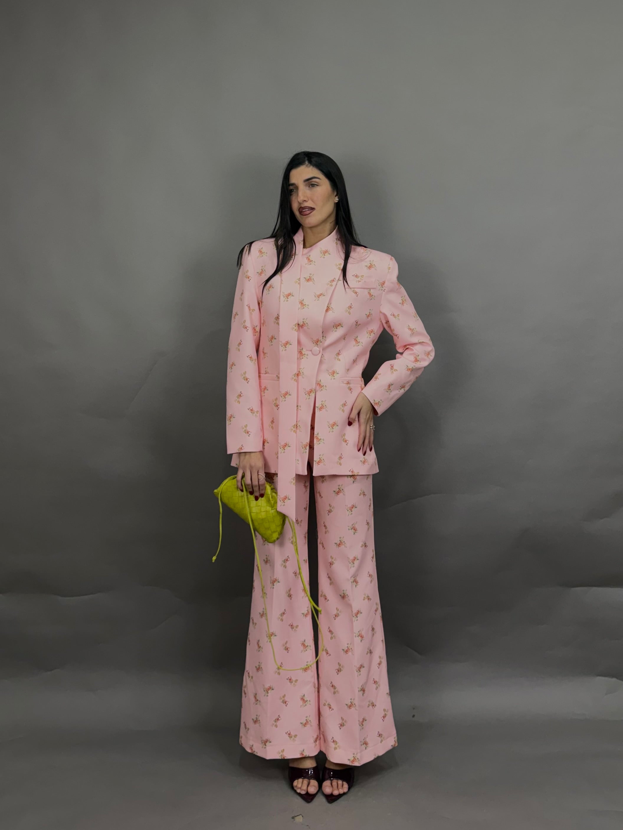 Pantalone fiori lumina rosa