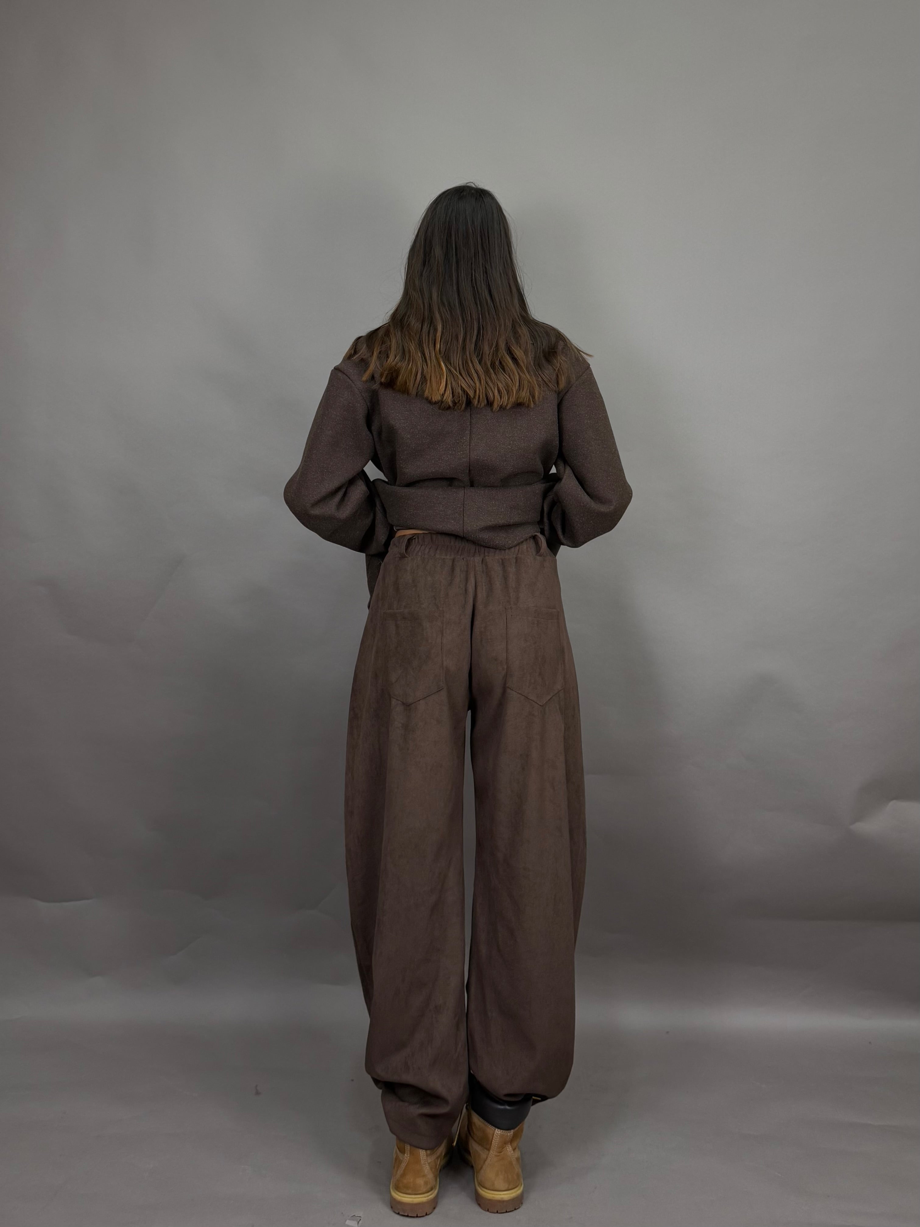 Pantalone scamosciato marrone