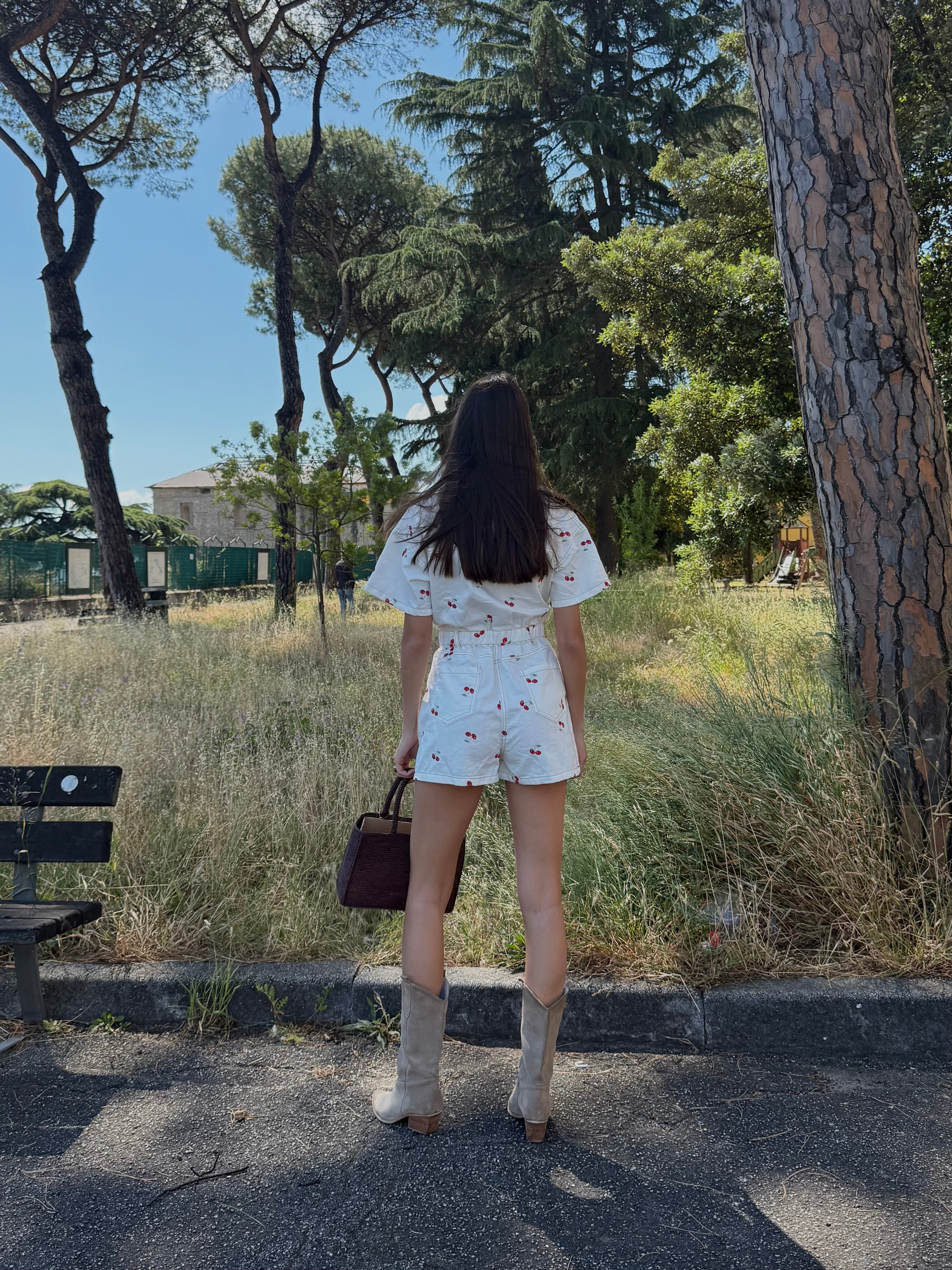 Tuta in jeans cherry