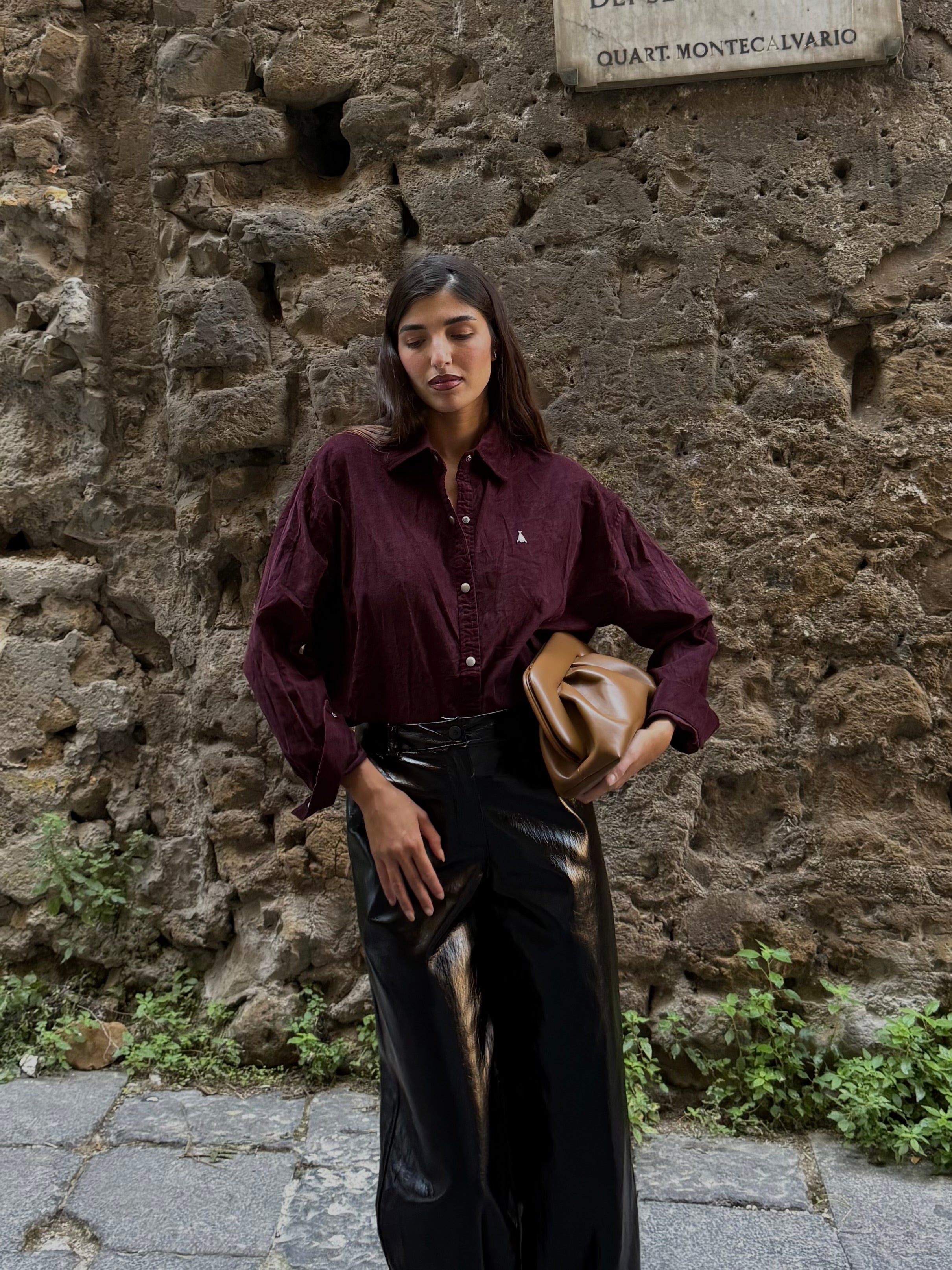 Camicia velluto bordeaux