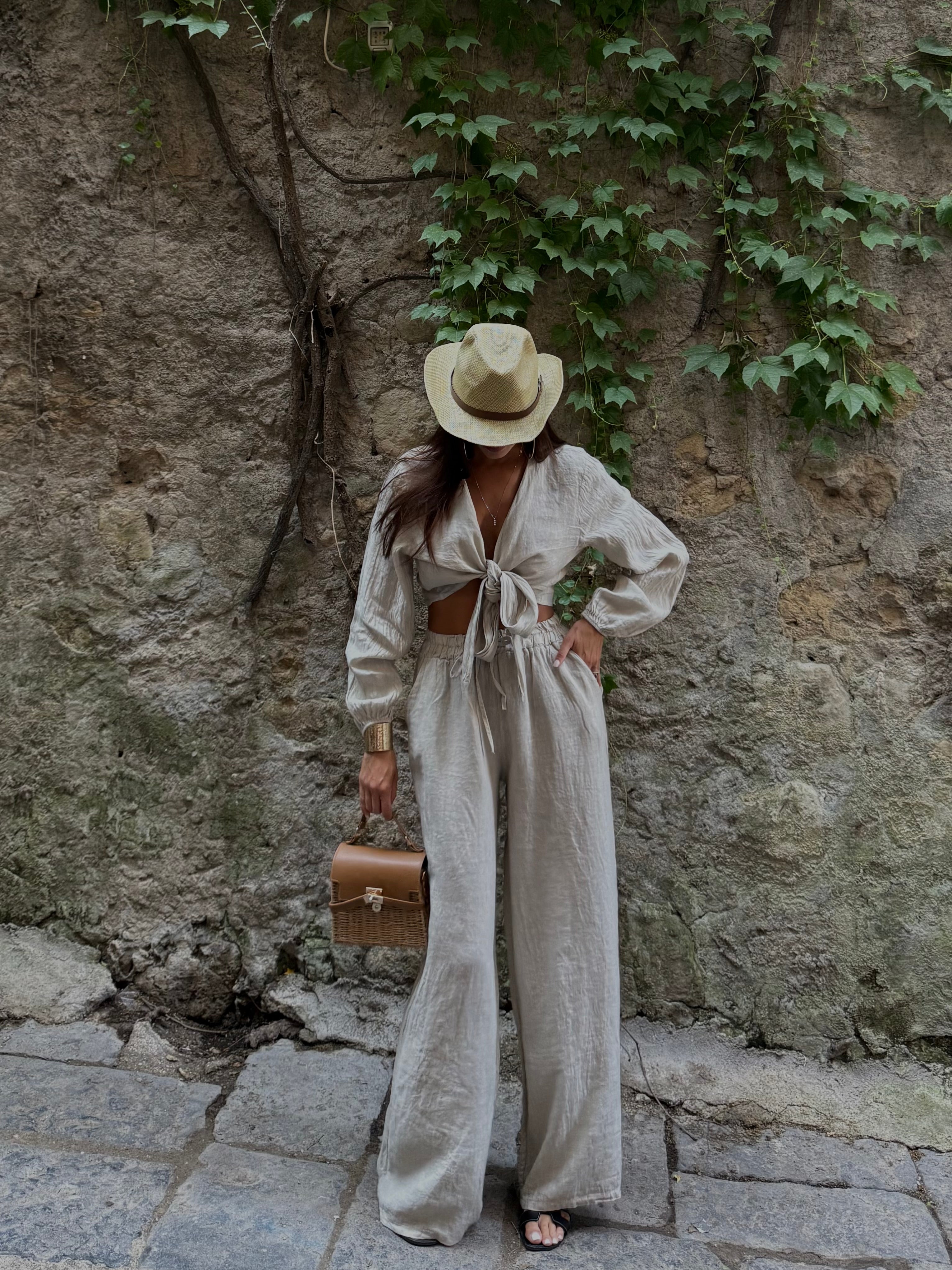 Pantalone lino fango - LadyB Shop Online