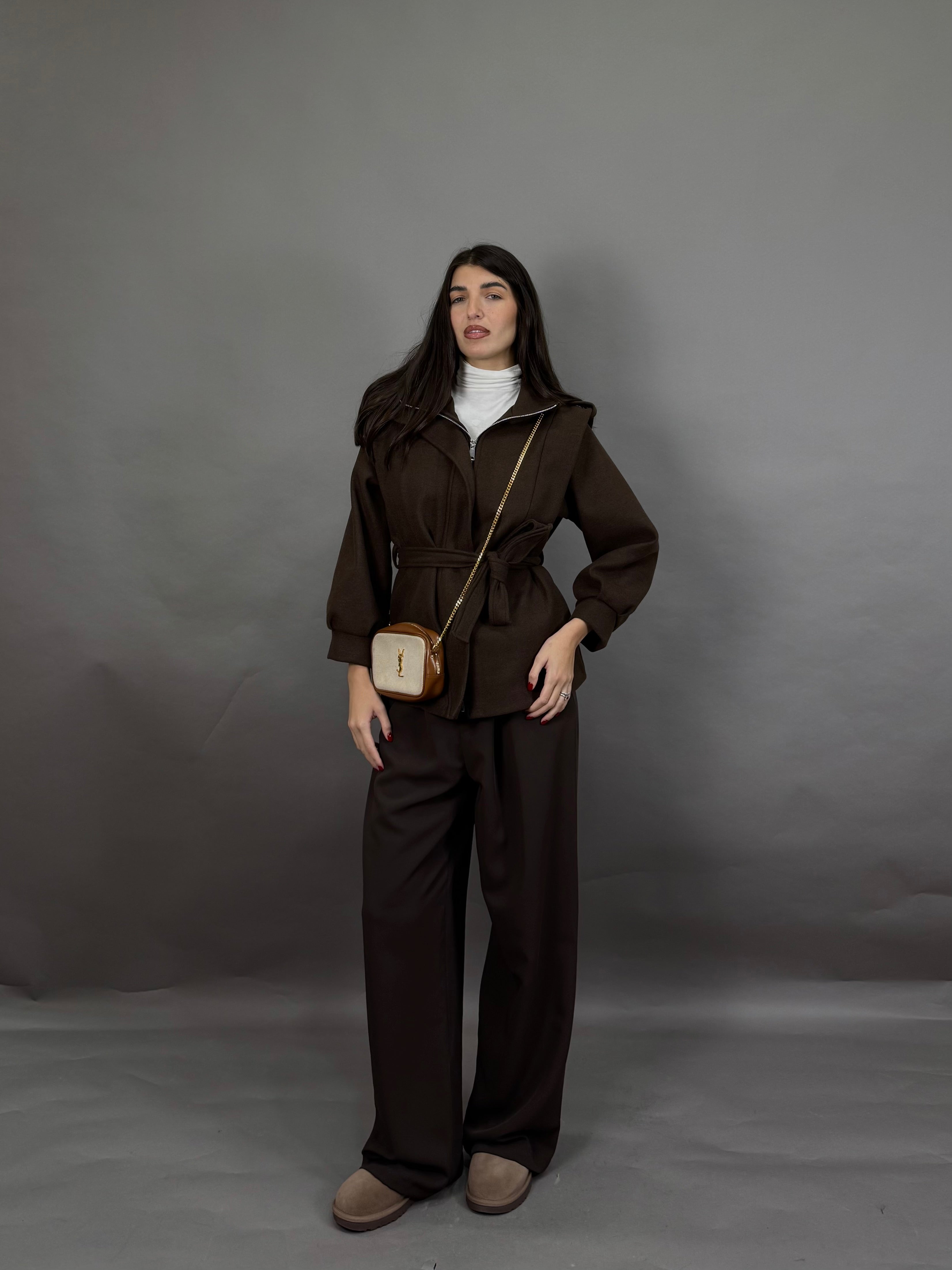 Giacca in panno marrone