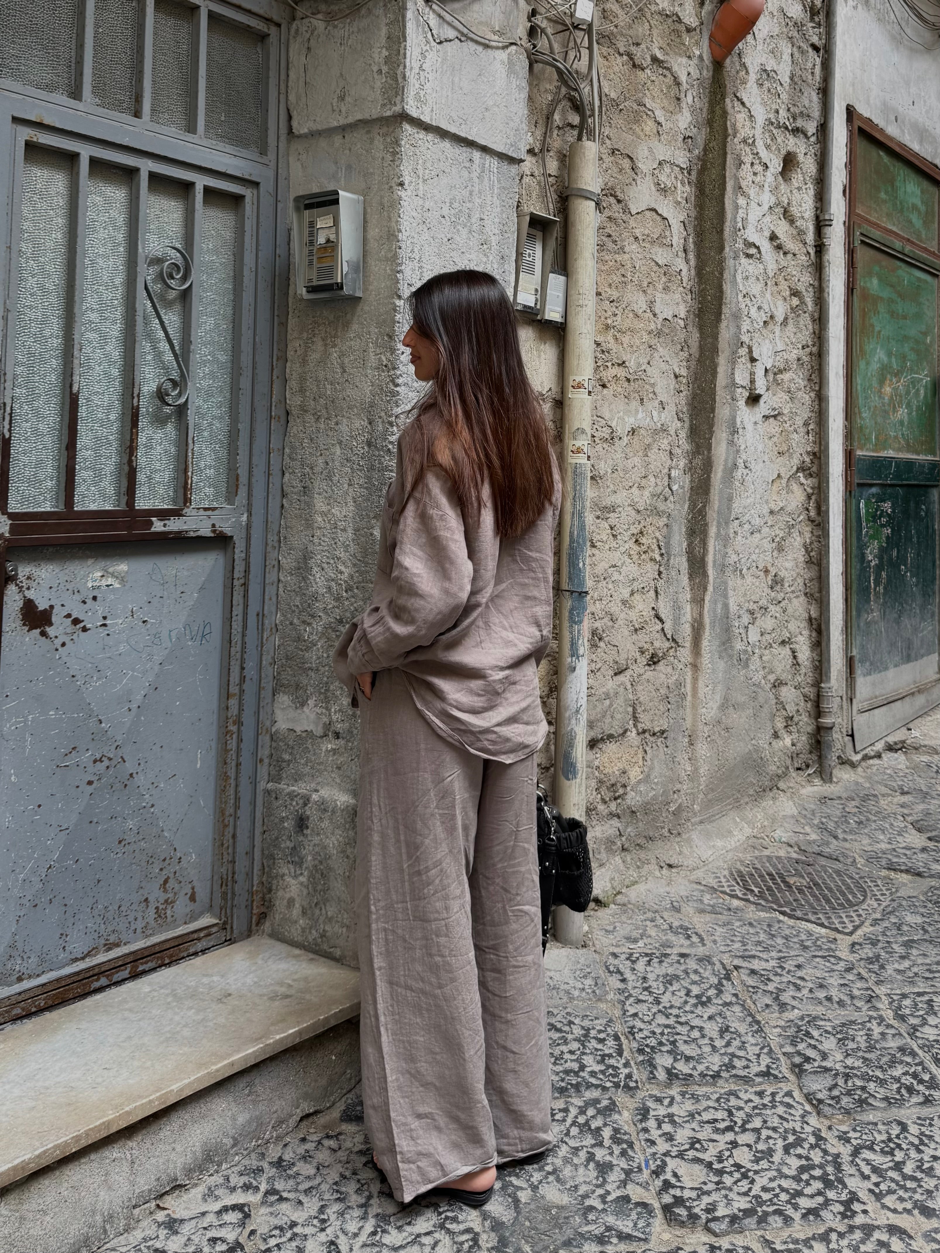 Pantalone lino fango - LadyB Shop Online