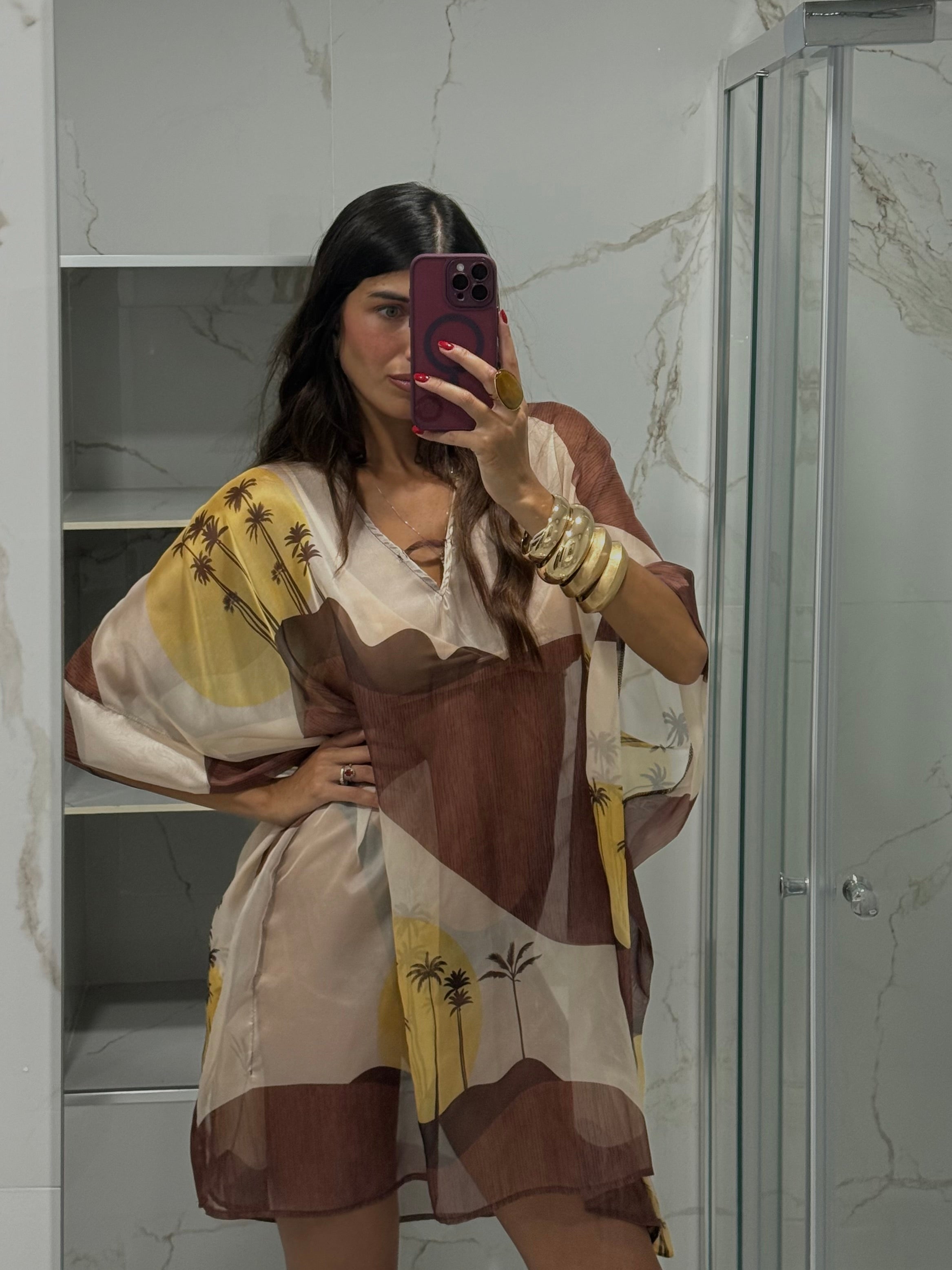 Copricostume Lumina palme giallo - LadyB Shop Online