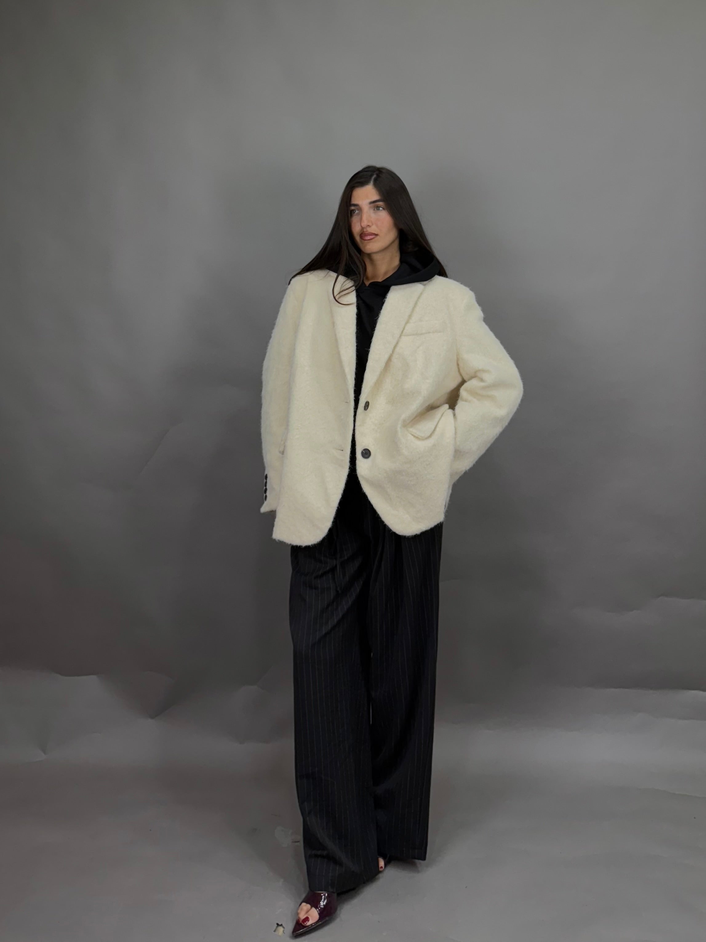 Giacca peso cappotto panna