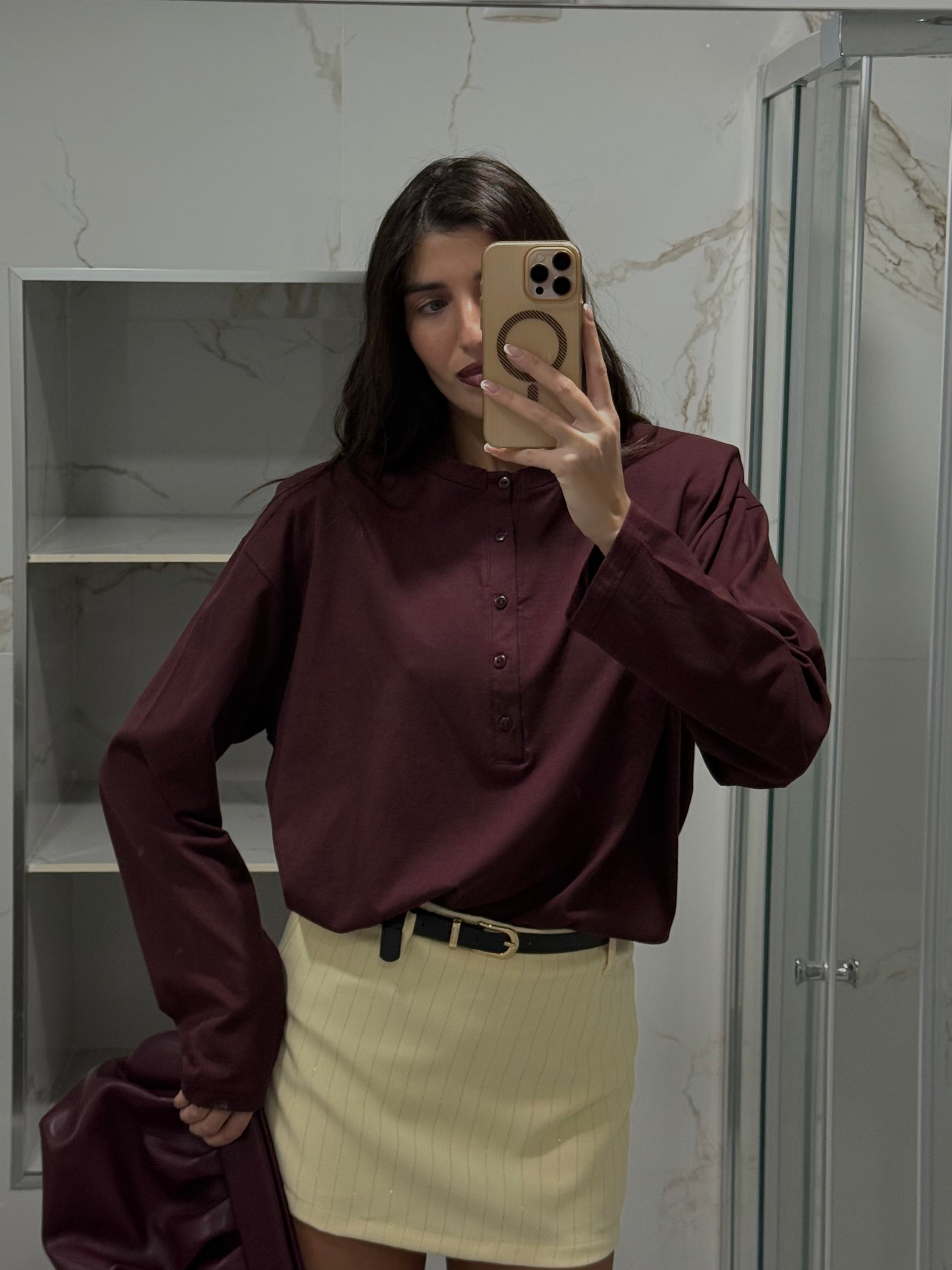 Maglia bottoncini bordeaux