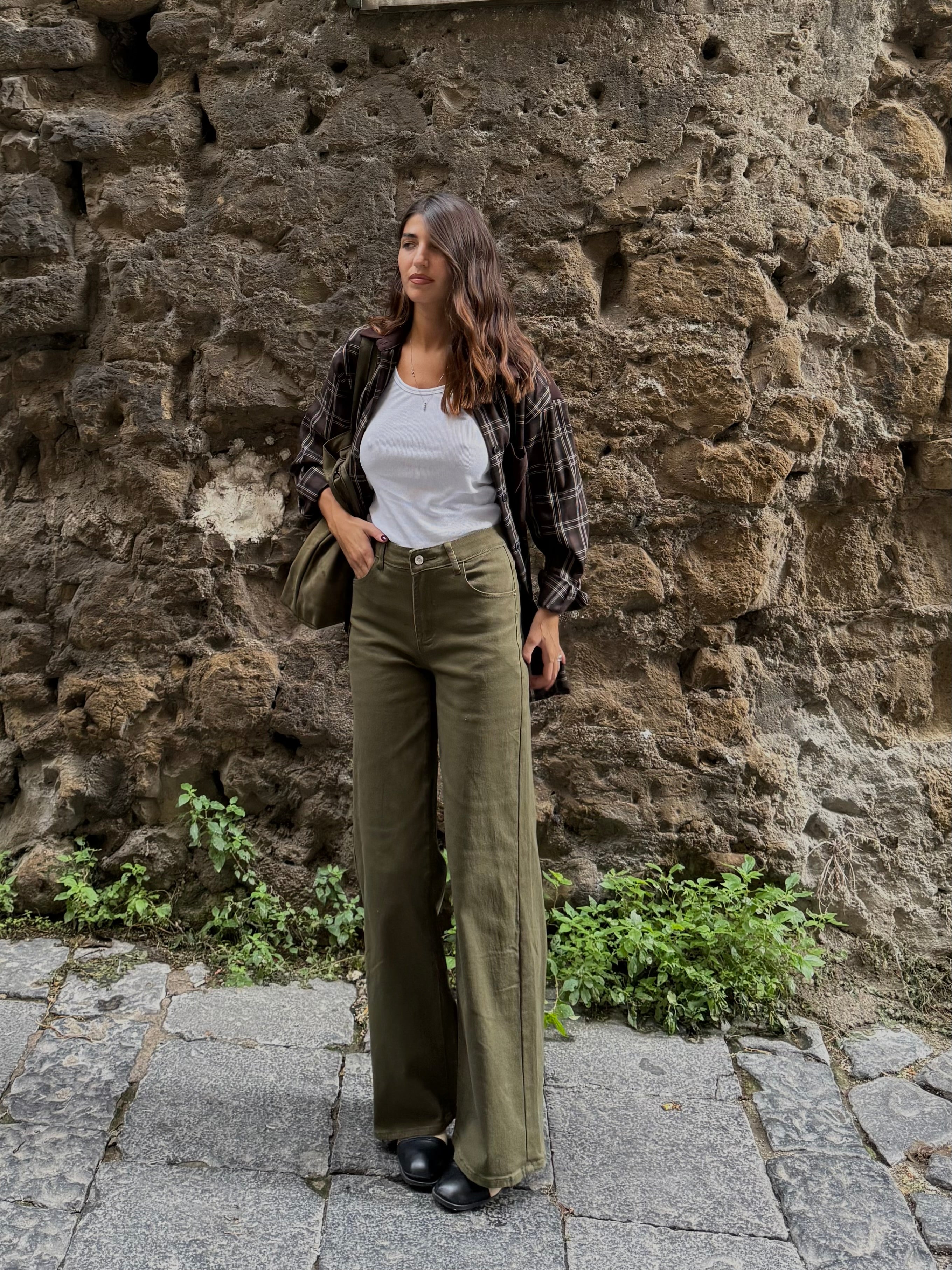 Jeans wide lag verde