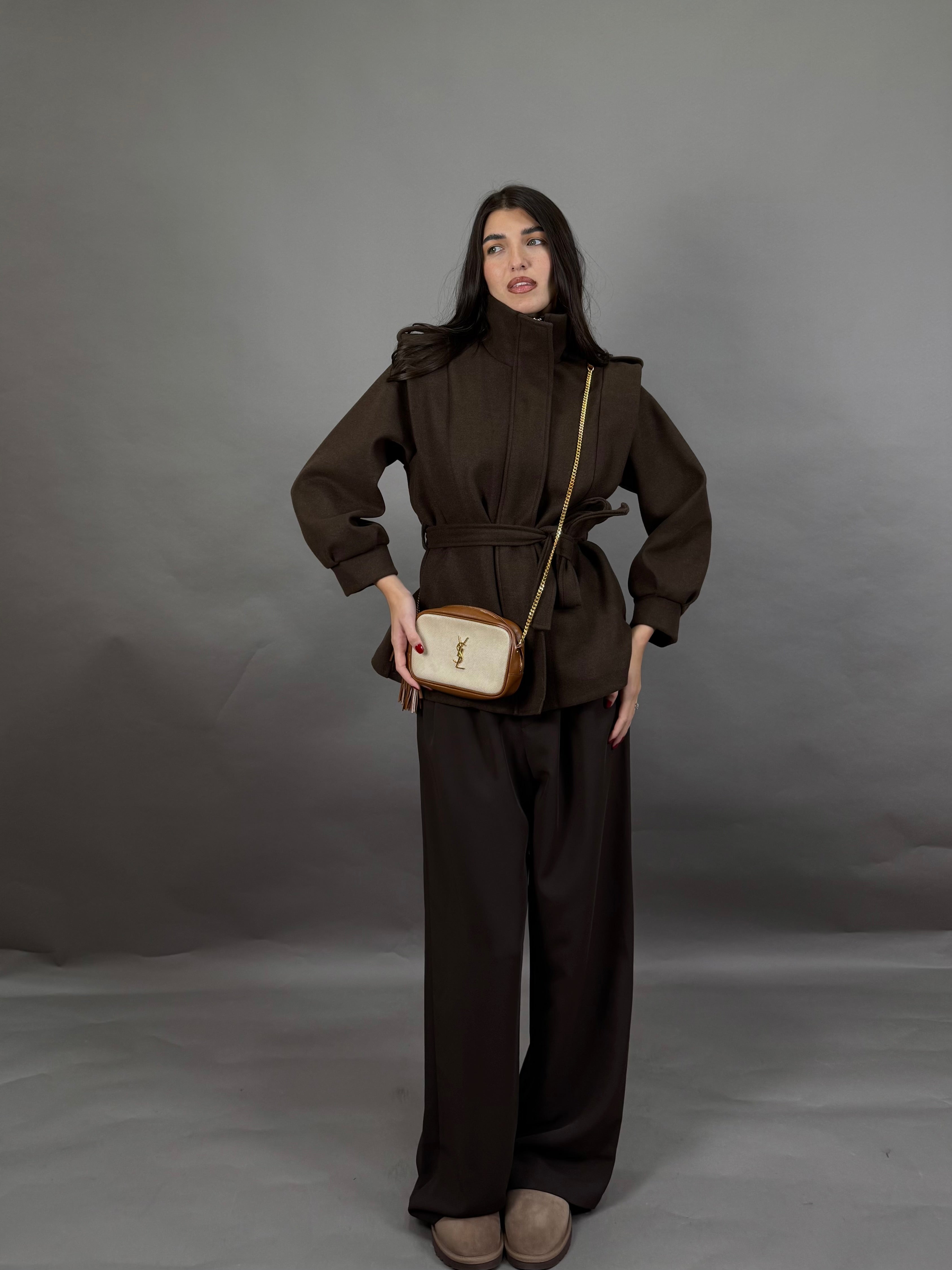 Giacca in panno marrone