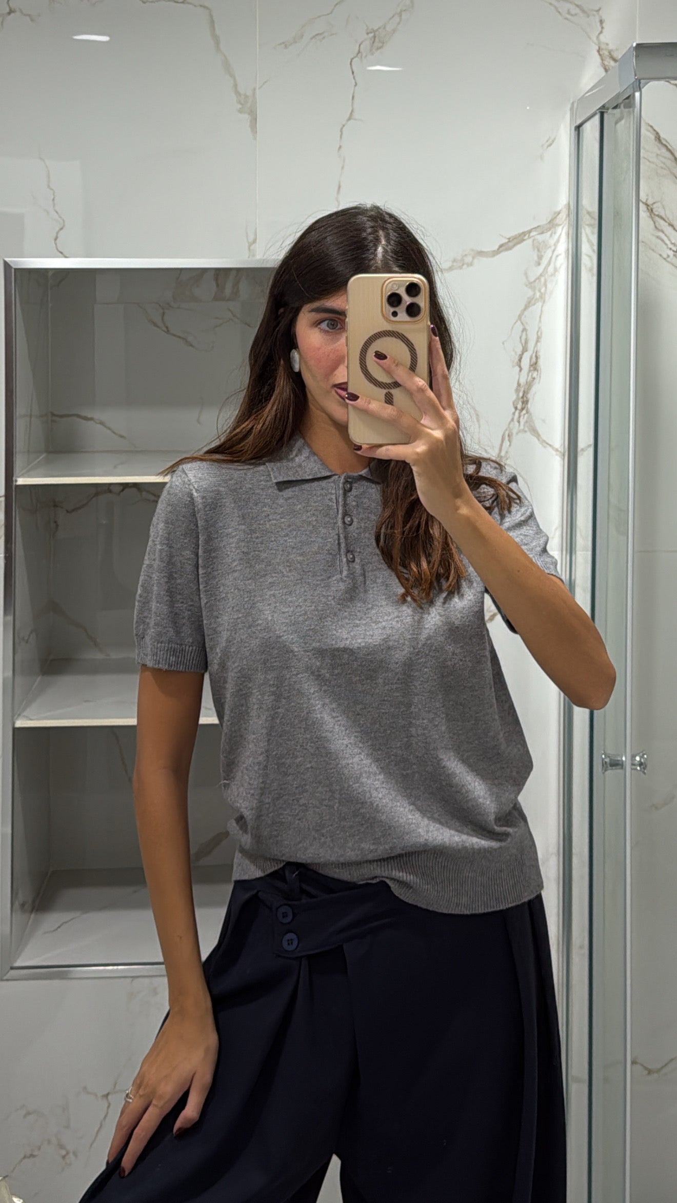 Polo mezza manica grigia