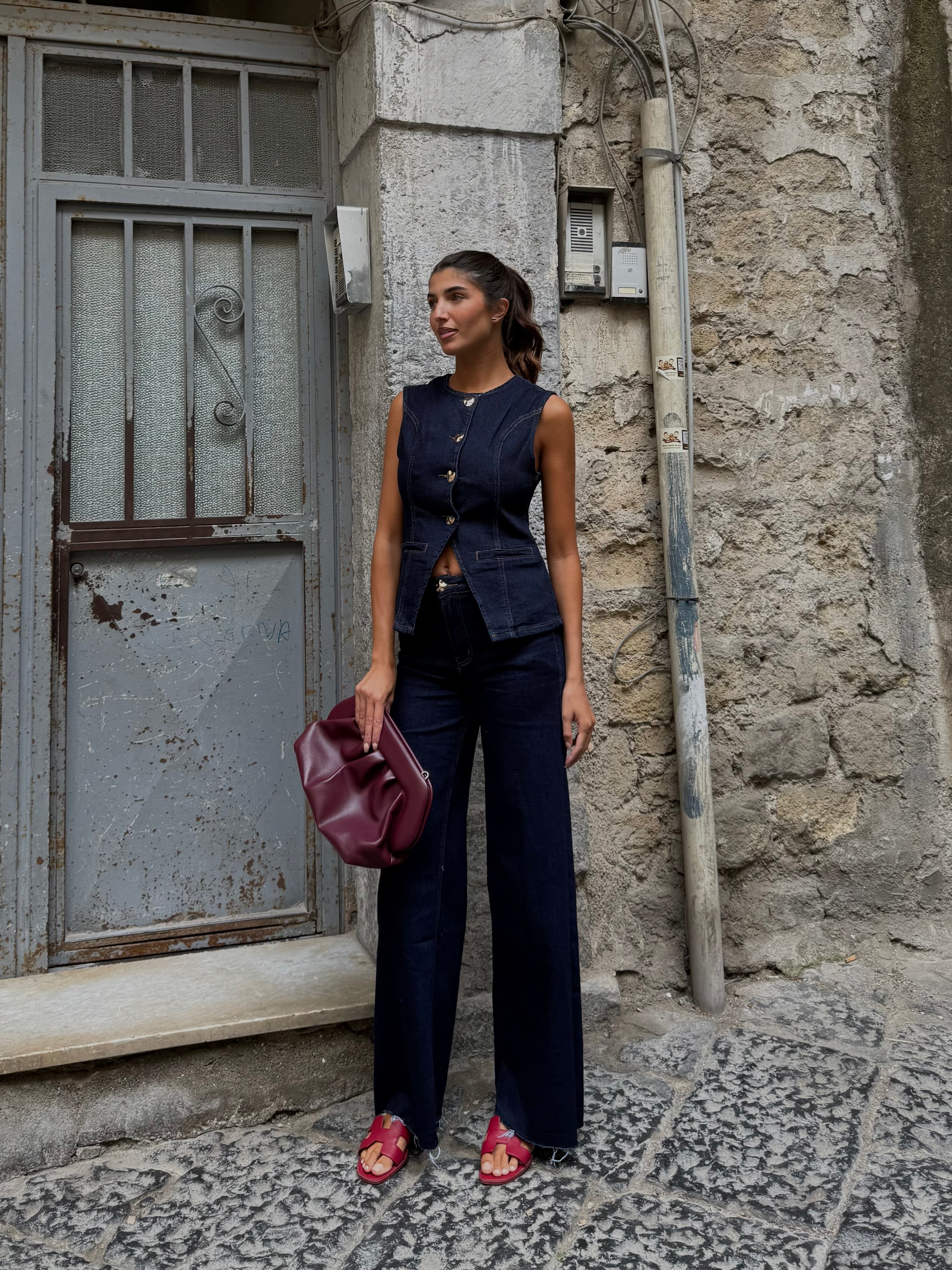 Coordinato in denim scuro
