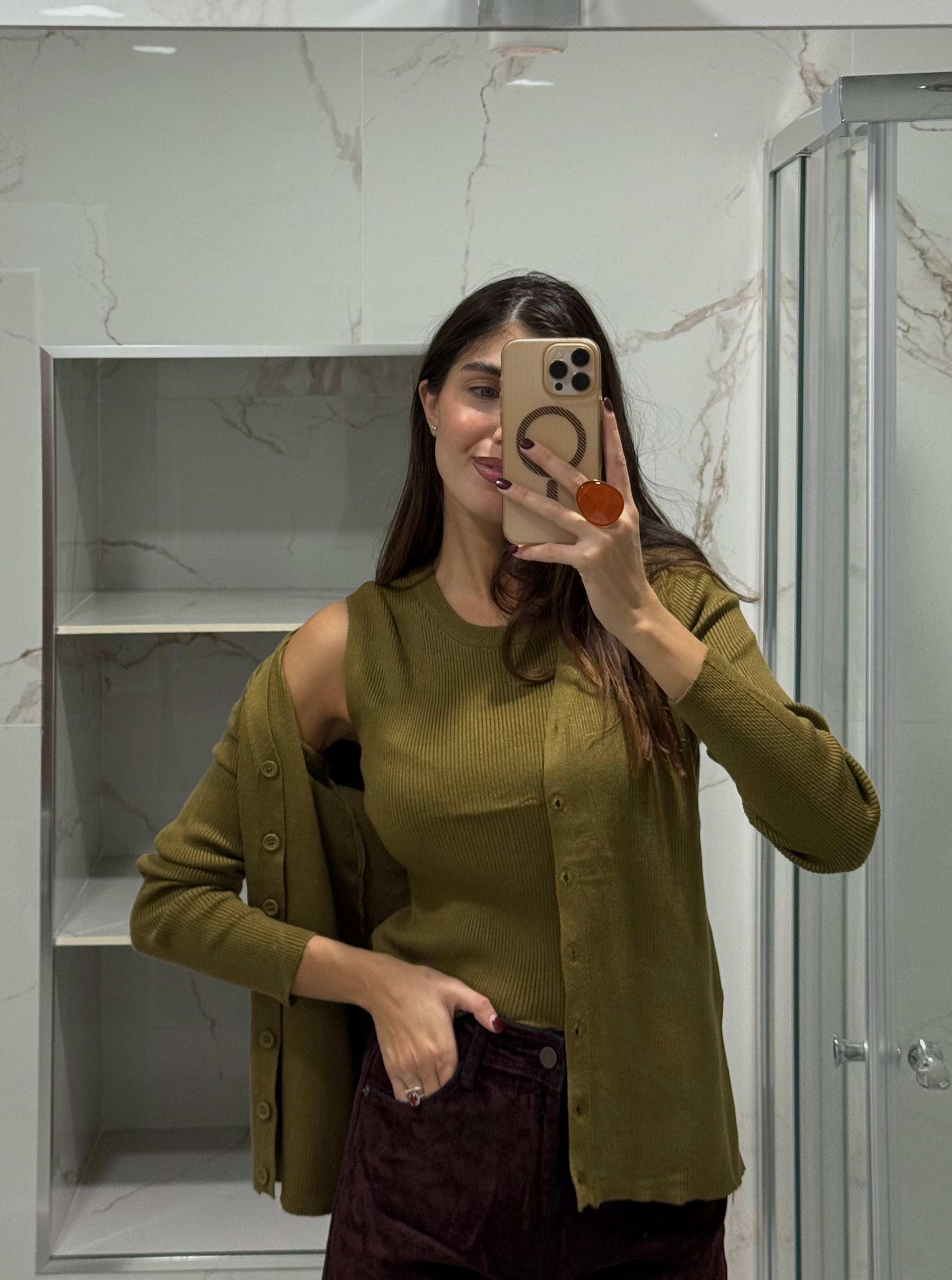 Canotta + cardigan verde