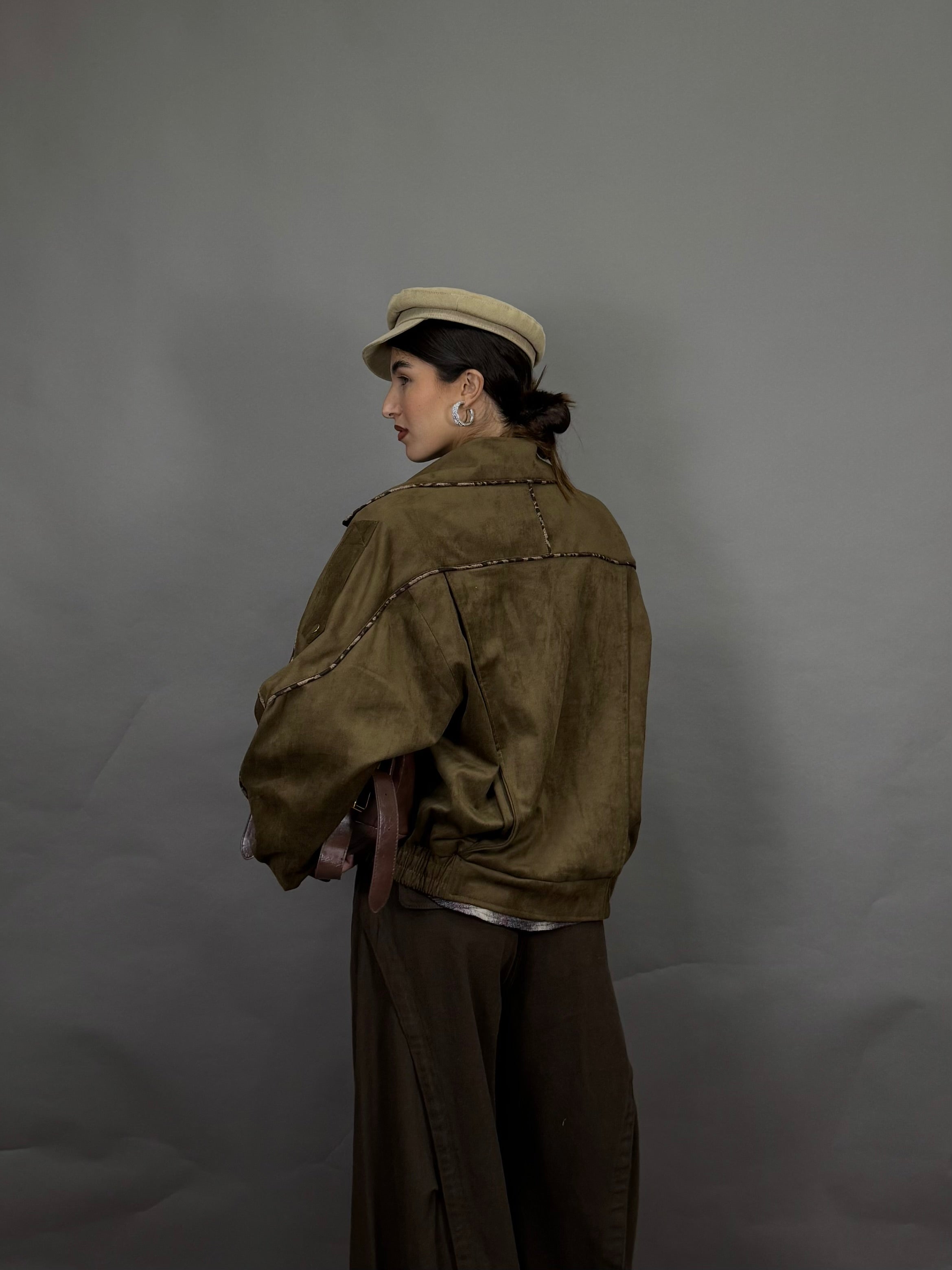 Giacca scamosciata verde