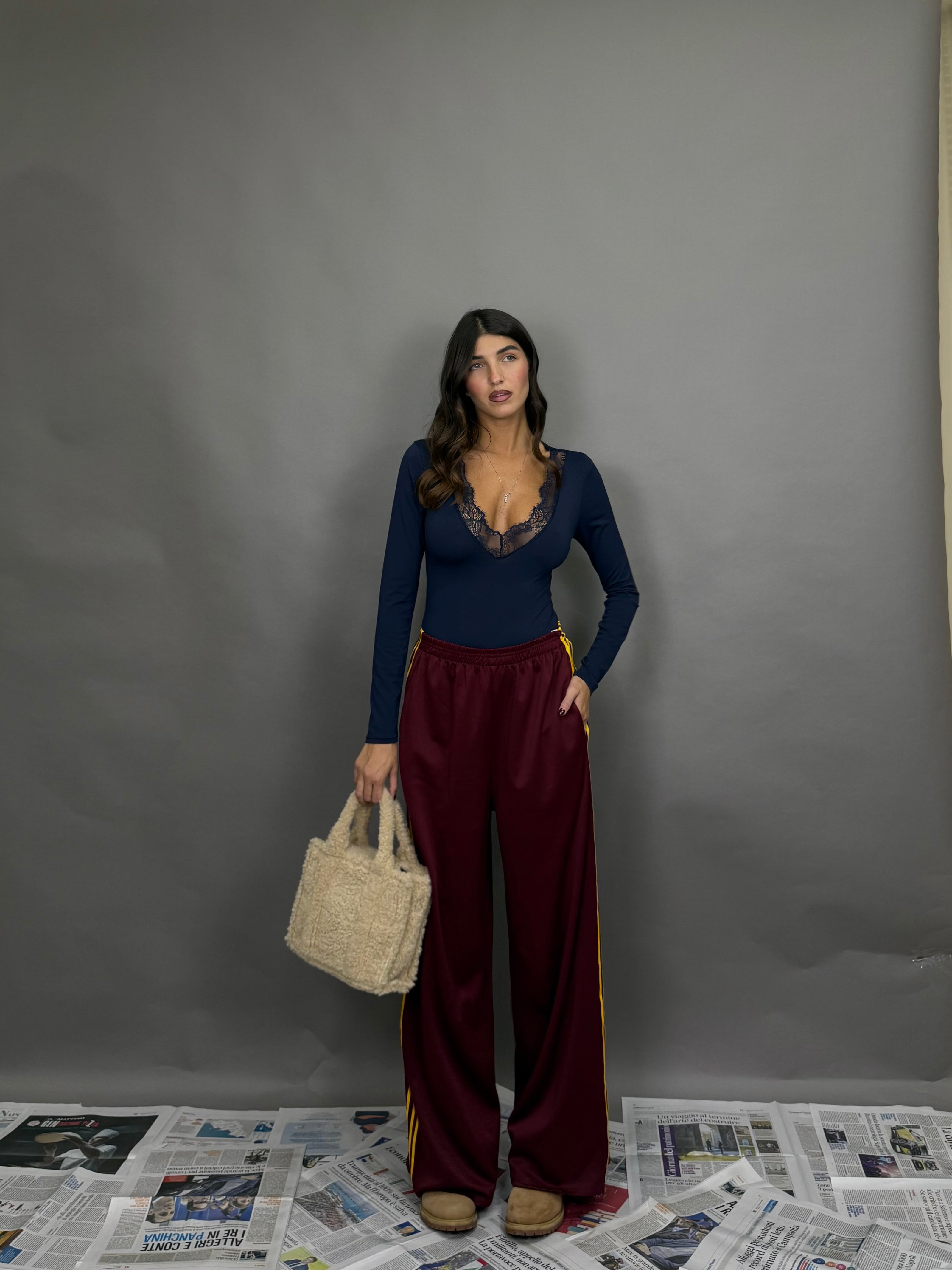 Pantalone tuta bordeaux