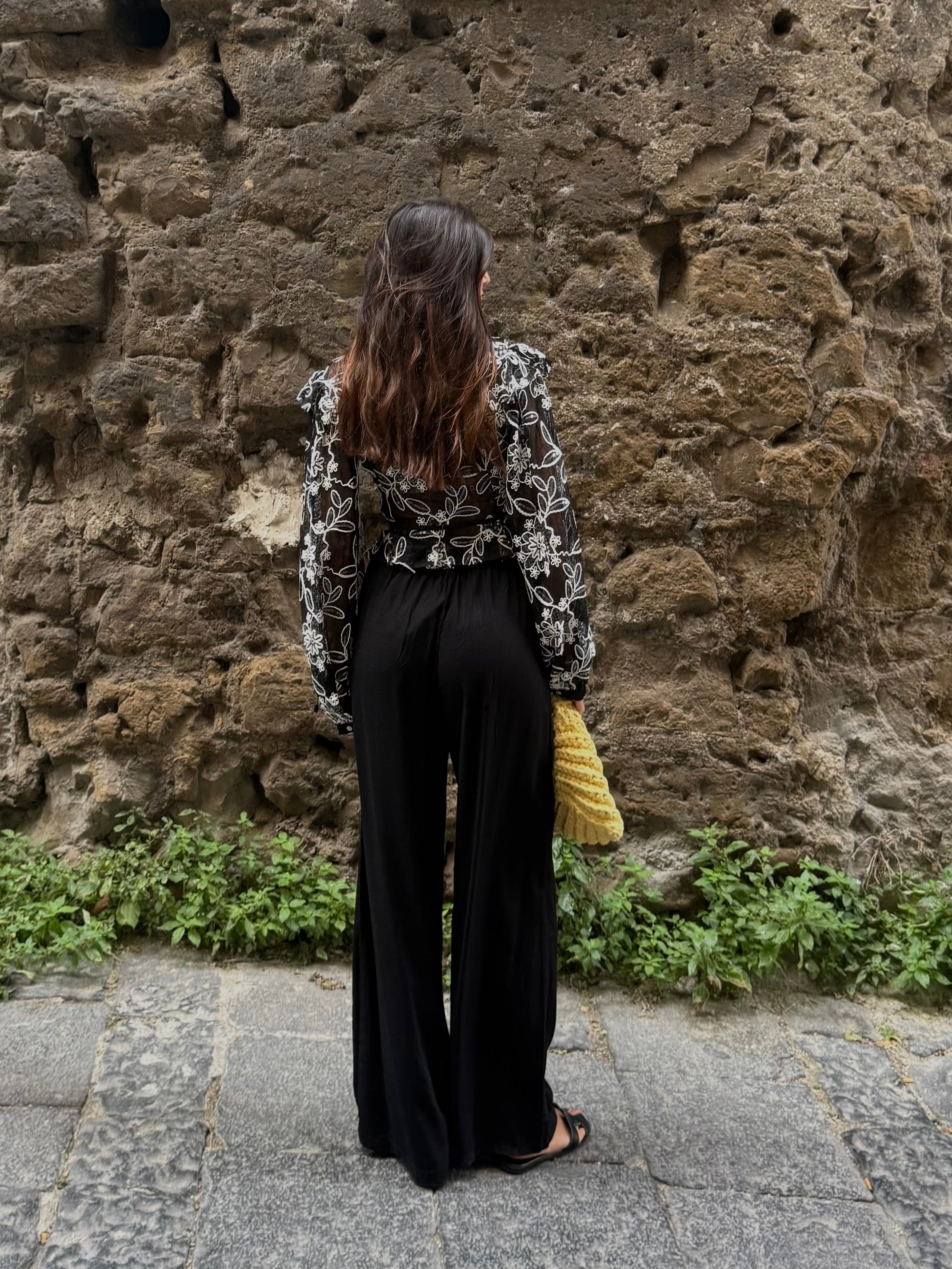 Pantalone misto lino nero - LadyB Shop Online