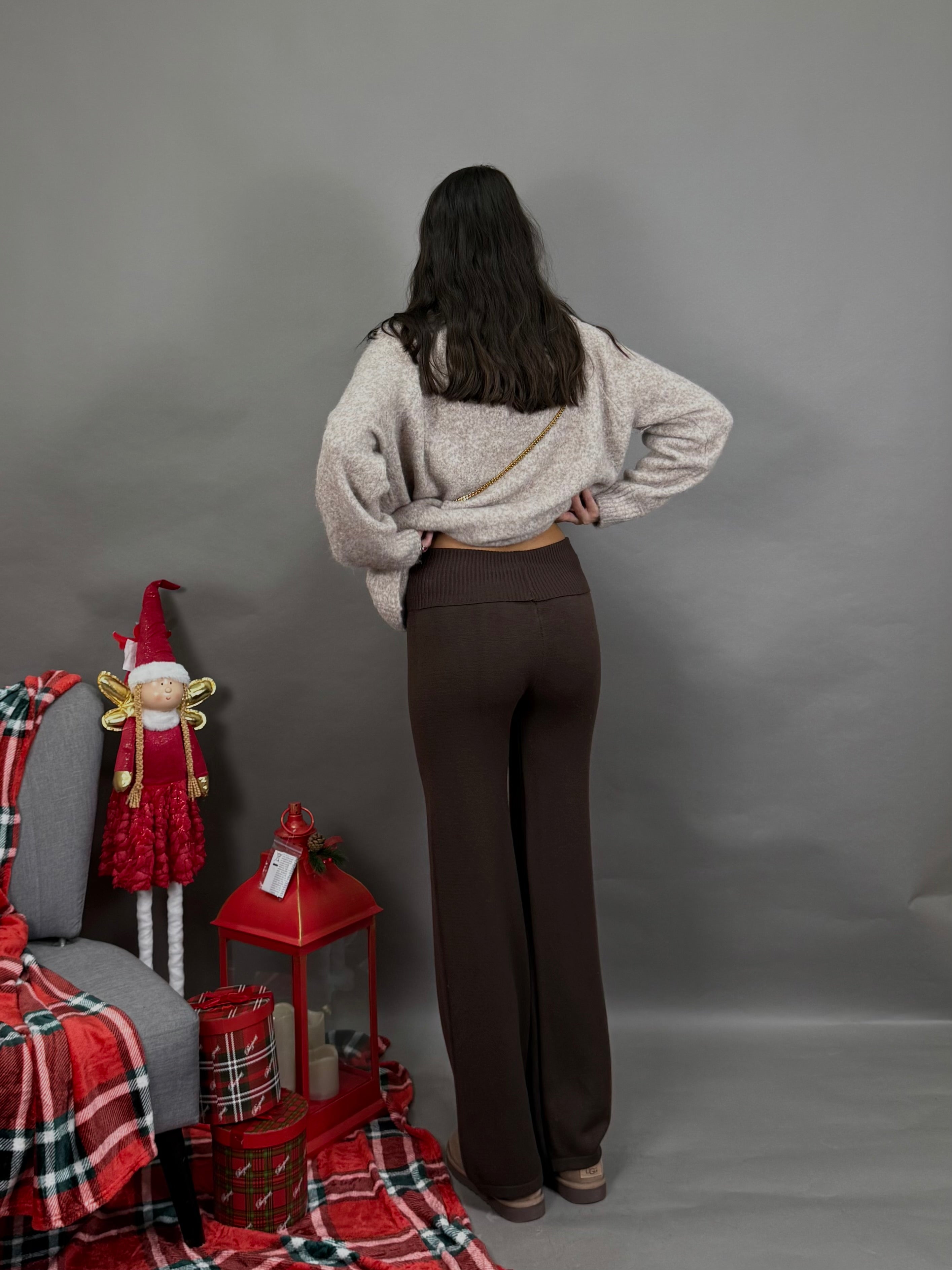 Pantalone lana rasata marrone