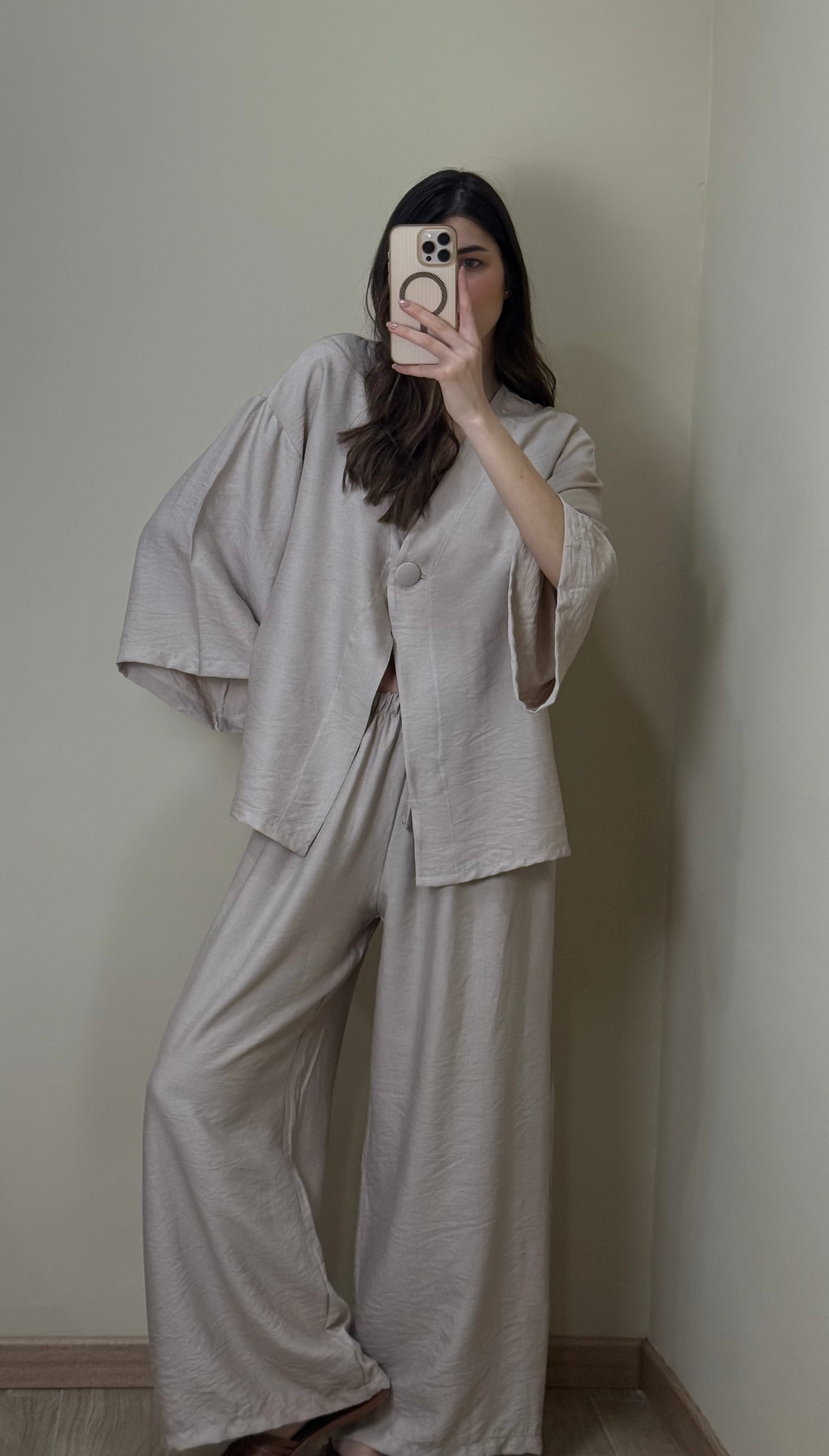 Coordinato misto lino beige - LadyB Shop Online