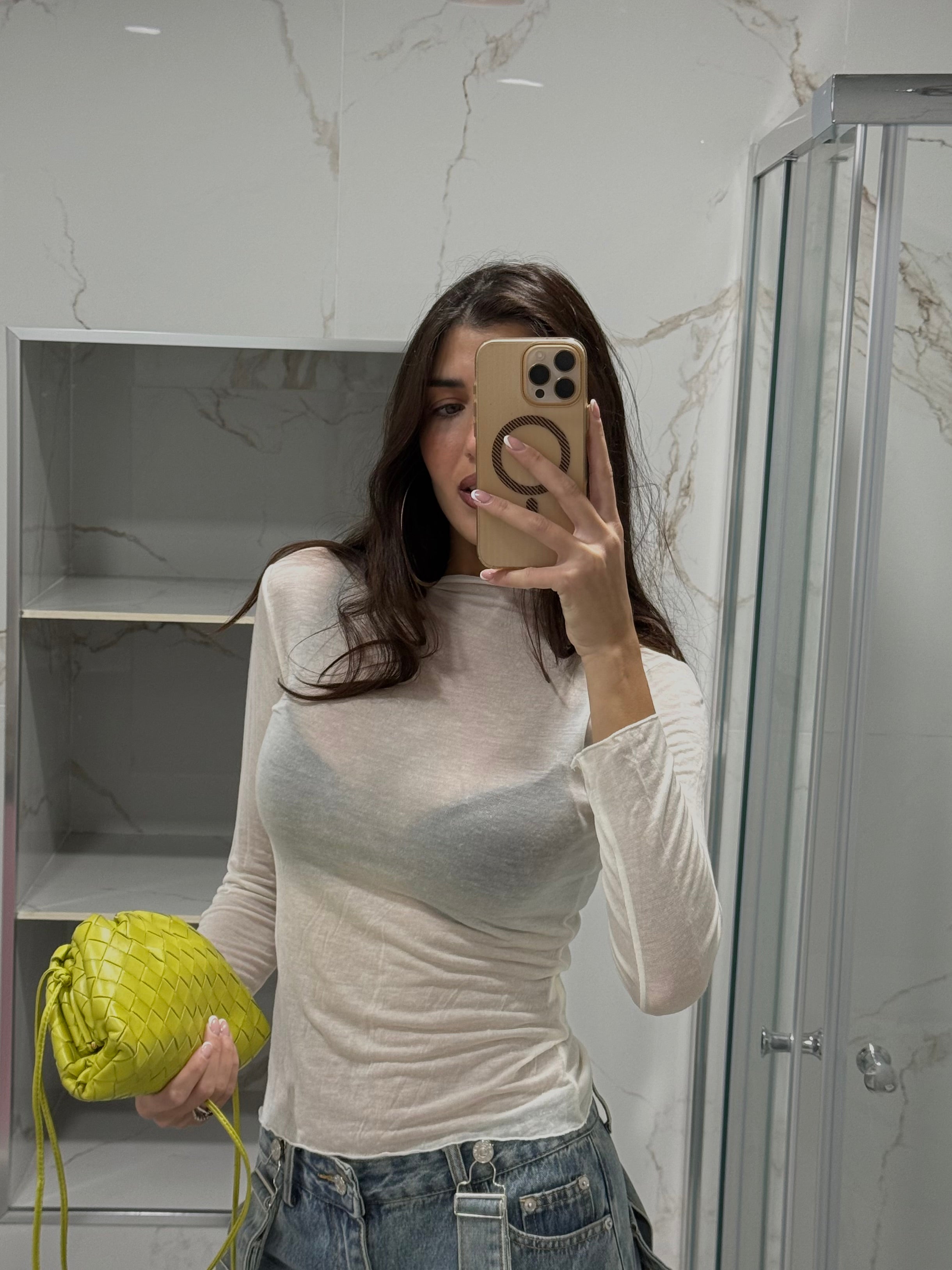 Maglia misto cachemire bianca