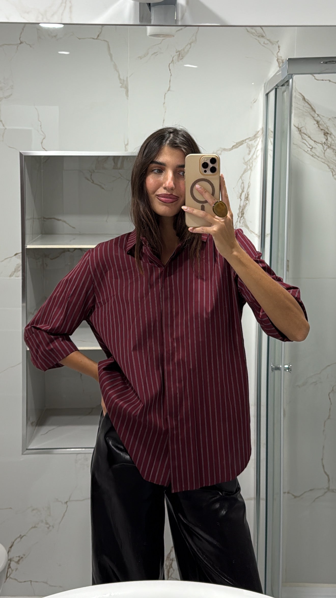 Camicia righe bordeaux