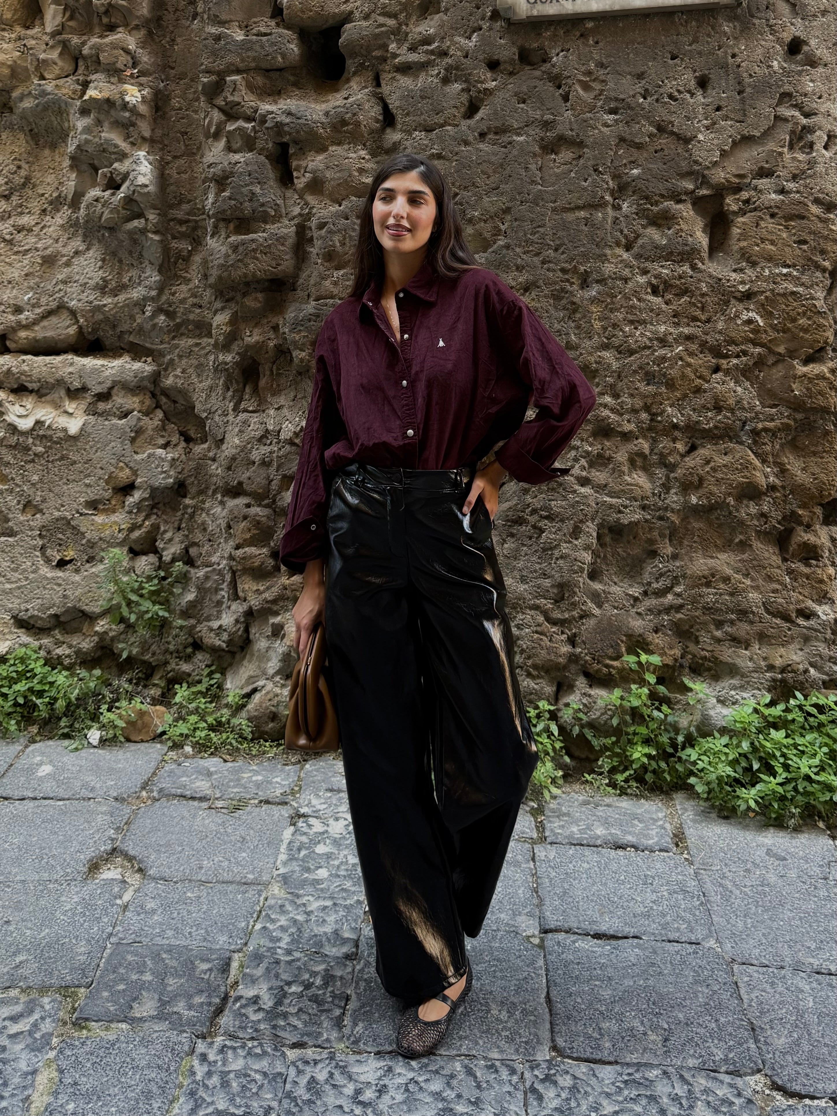 Pantalone ecopelle nero