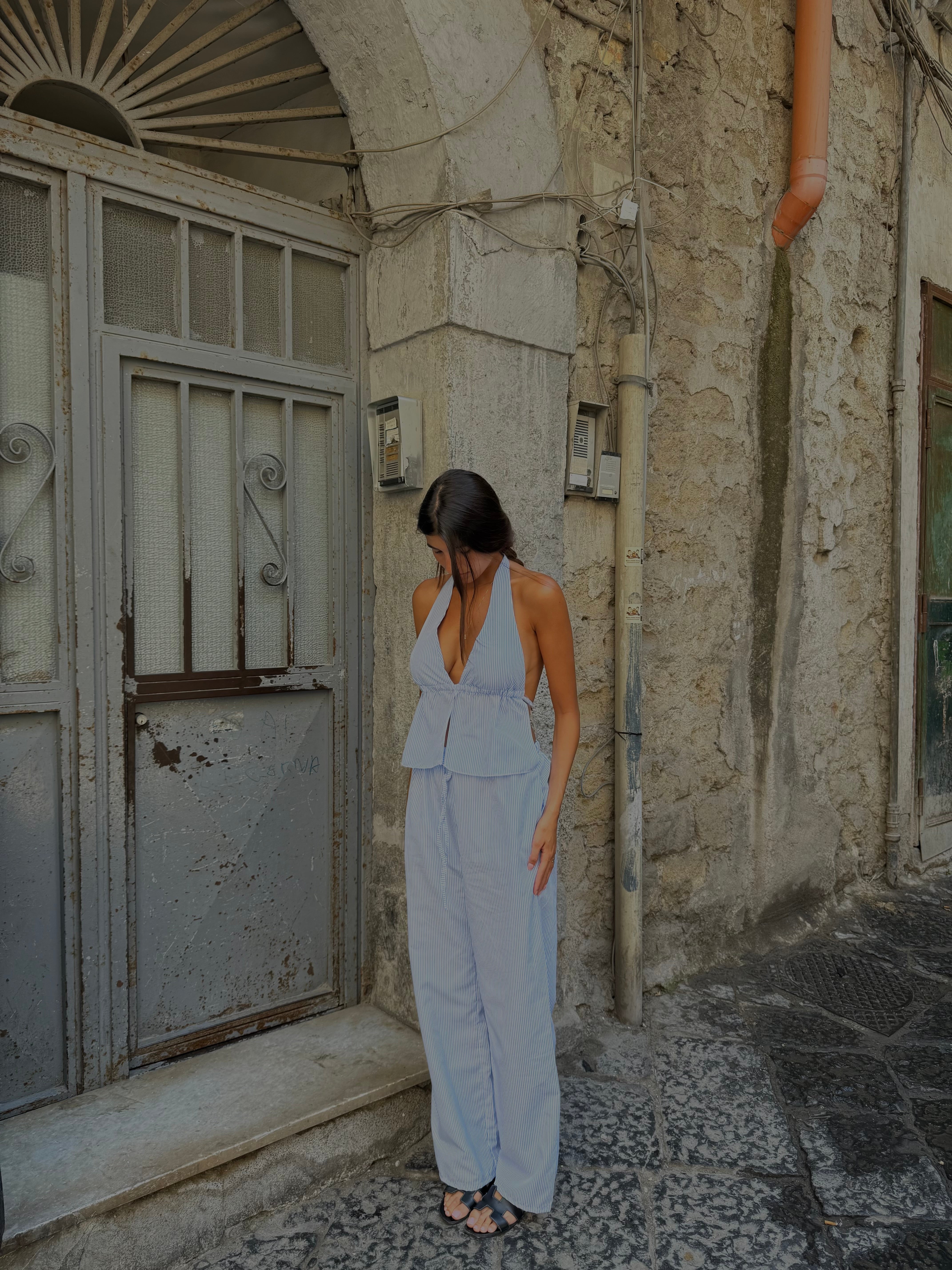 Coordinato righe azzurro - LadyB Shop Online