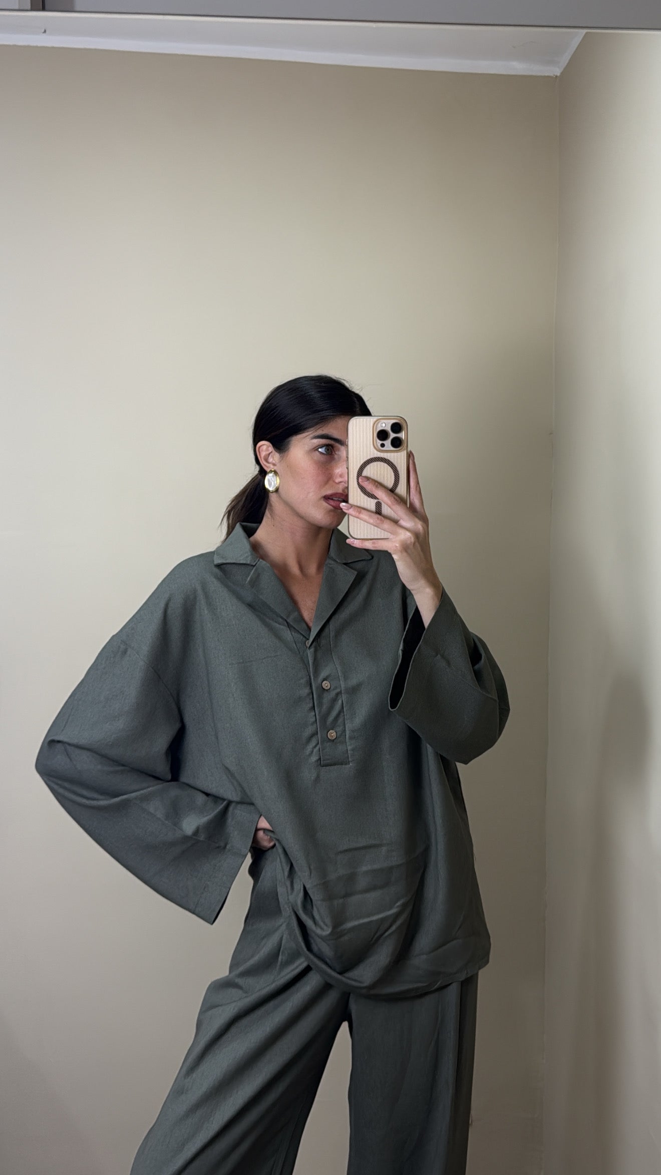 Camicia in lino verde - LadyB Shop Online