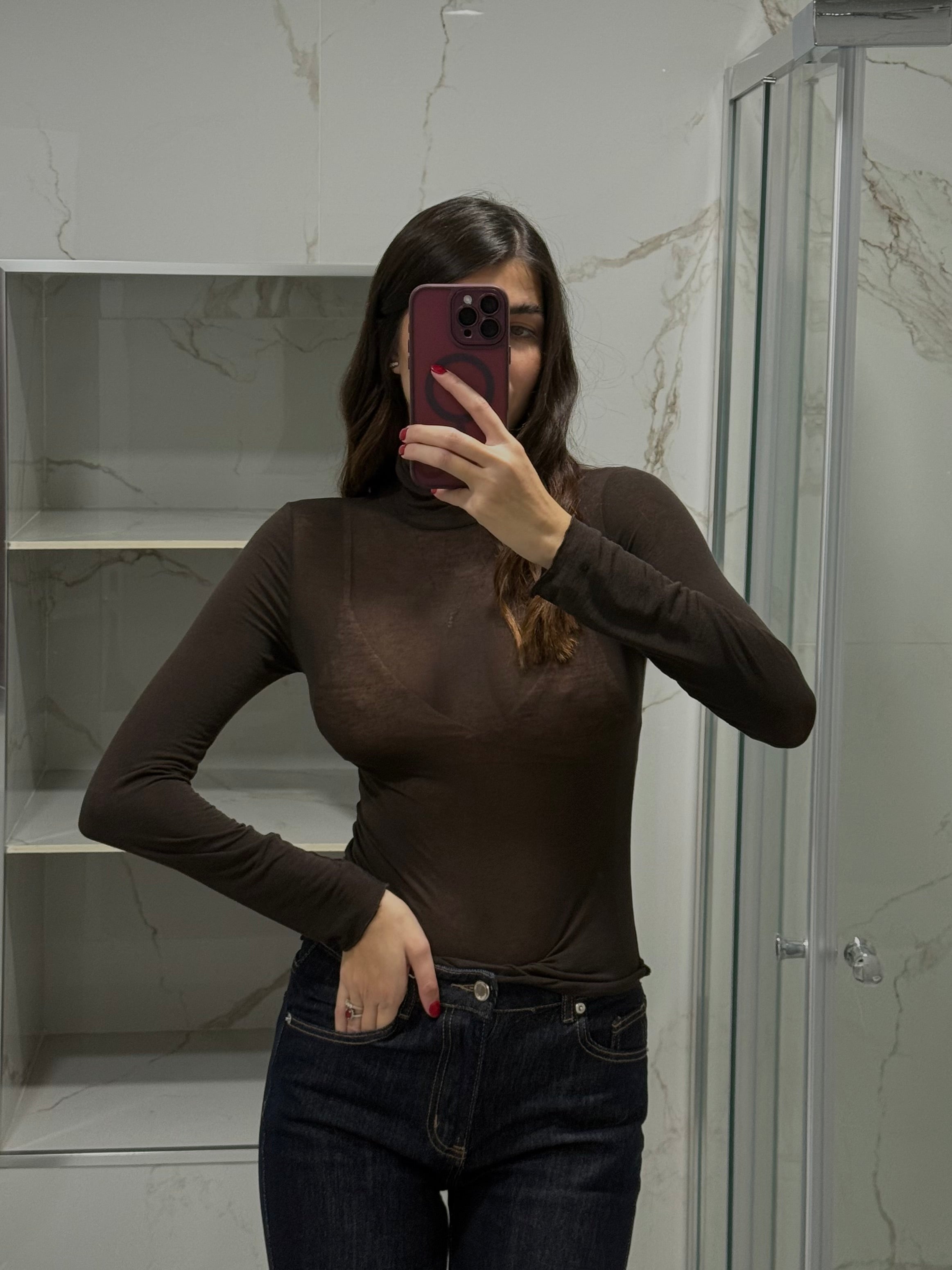 Maglia misto cachemire marrone