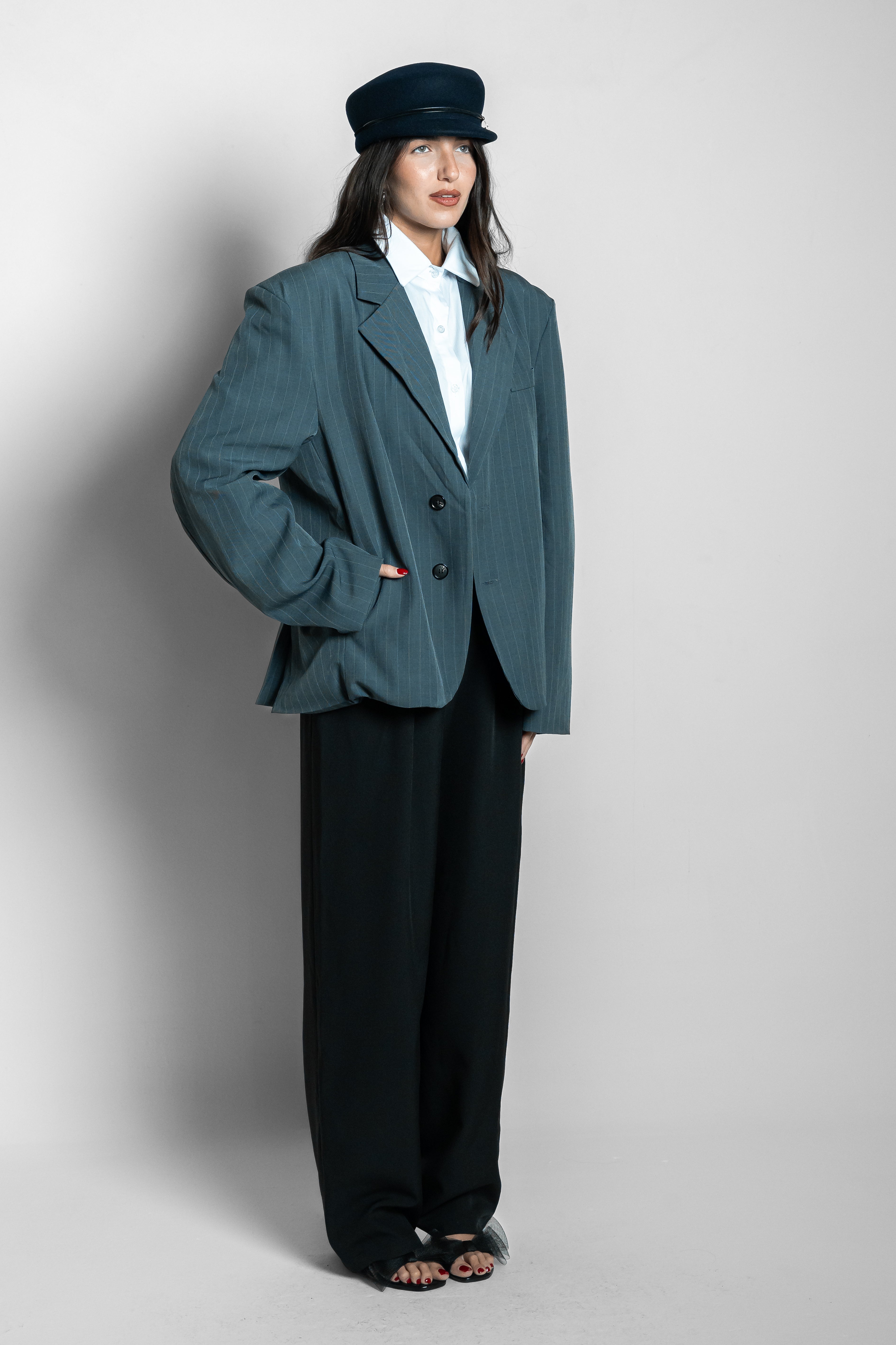 Blazer gessato grigio