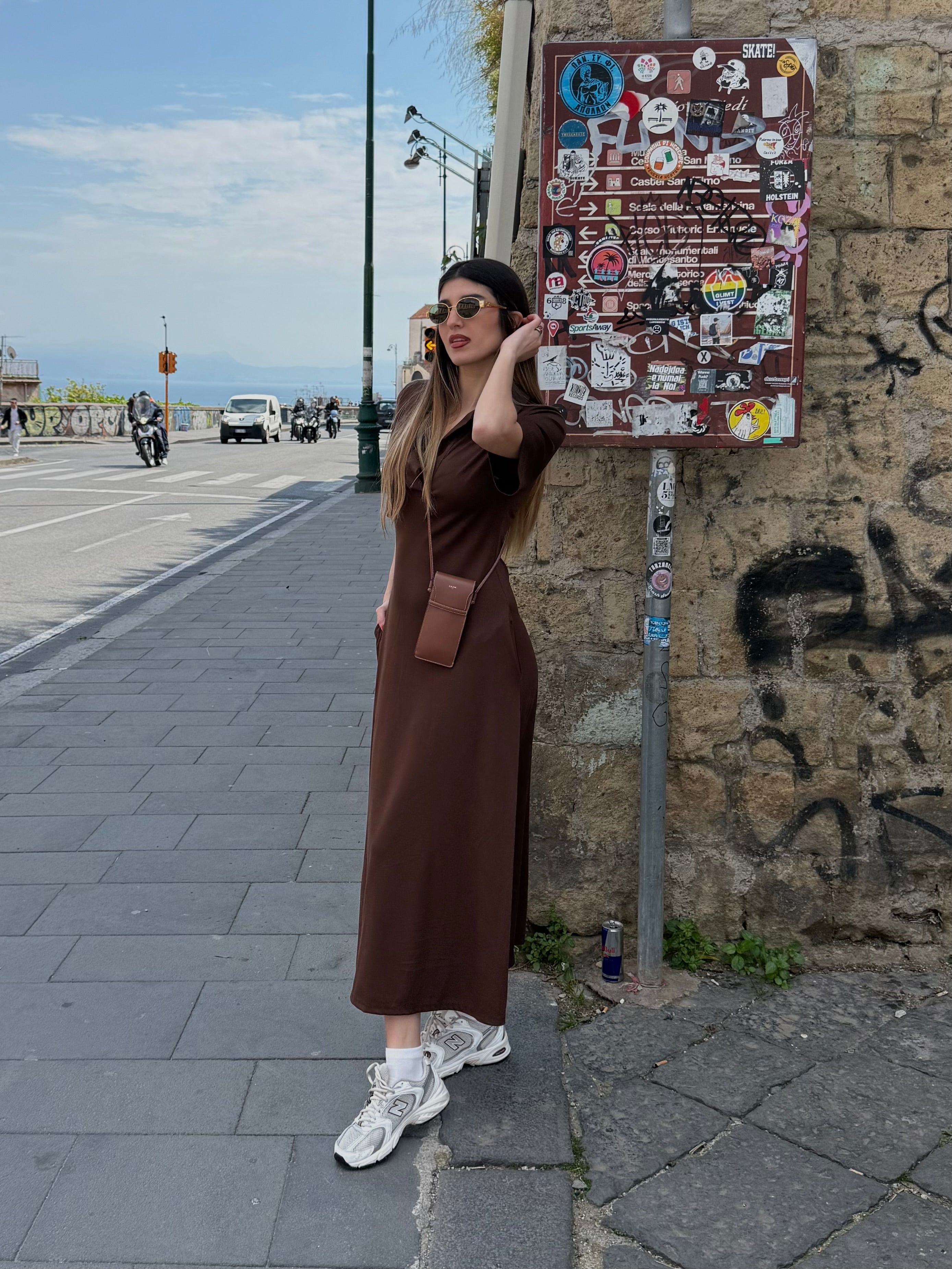 Dress maxi polo marrone - LadyB Shop Online