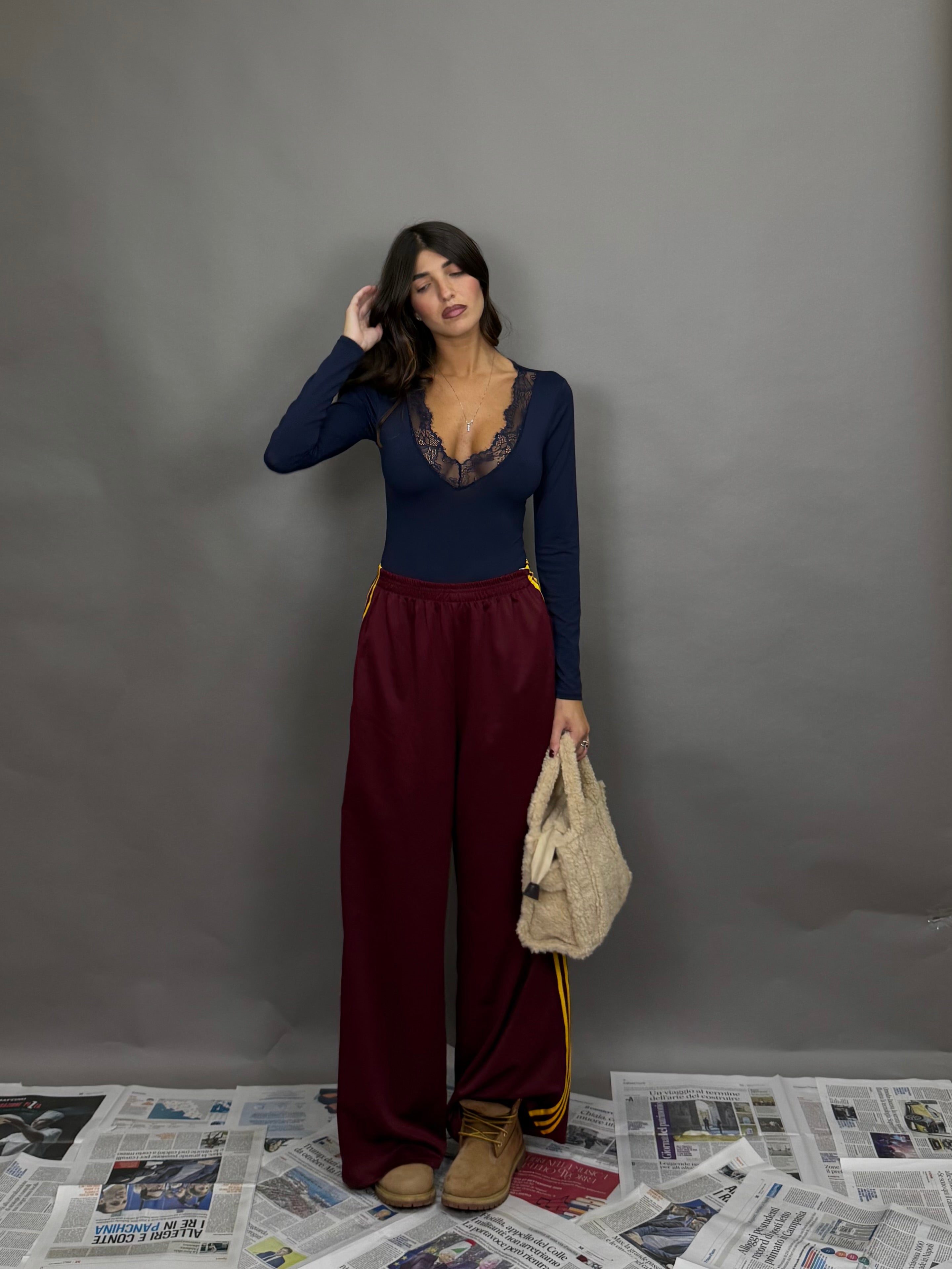 Pantalone tuta bordeaux