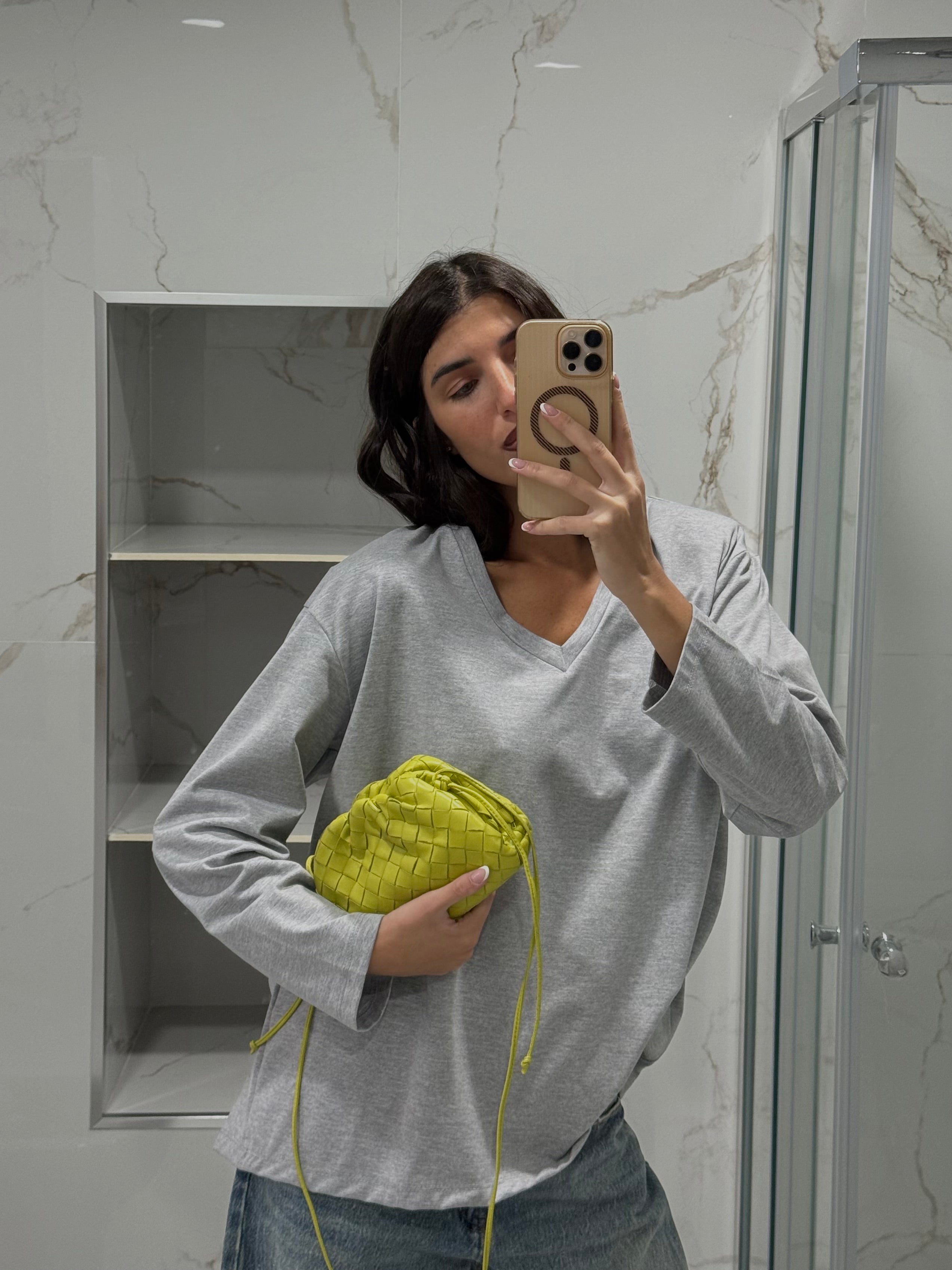 Maglia just west V grigia