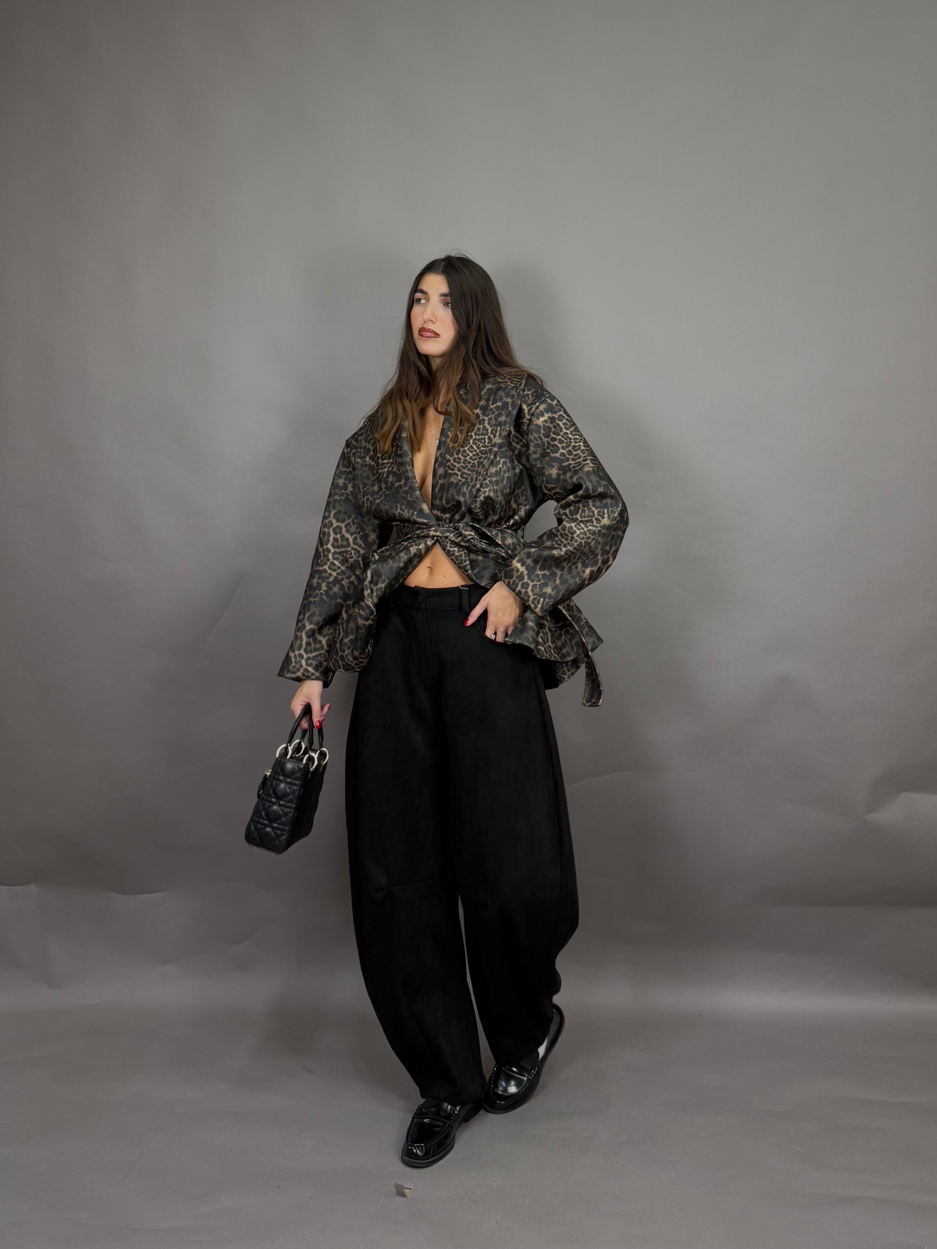 Pantalone scamosciato nero