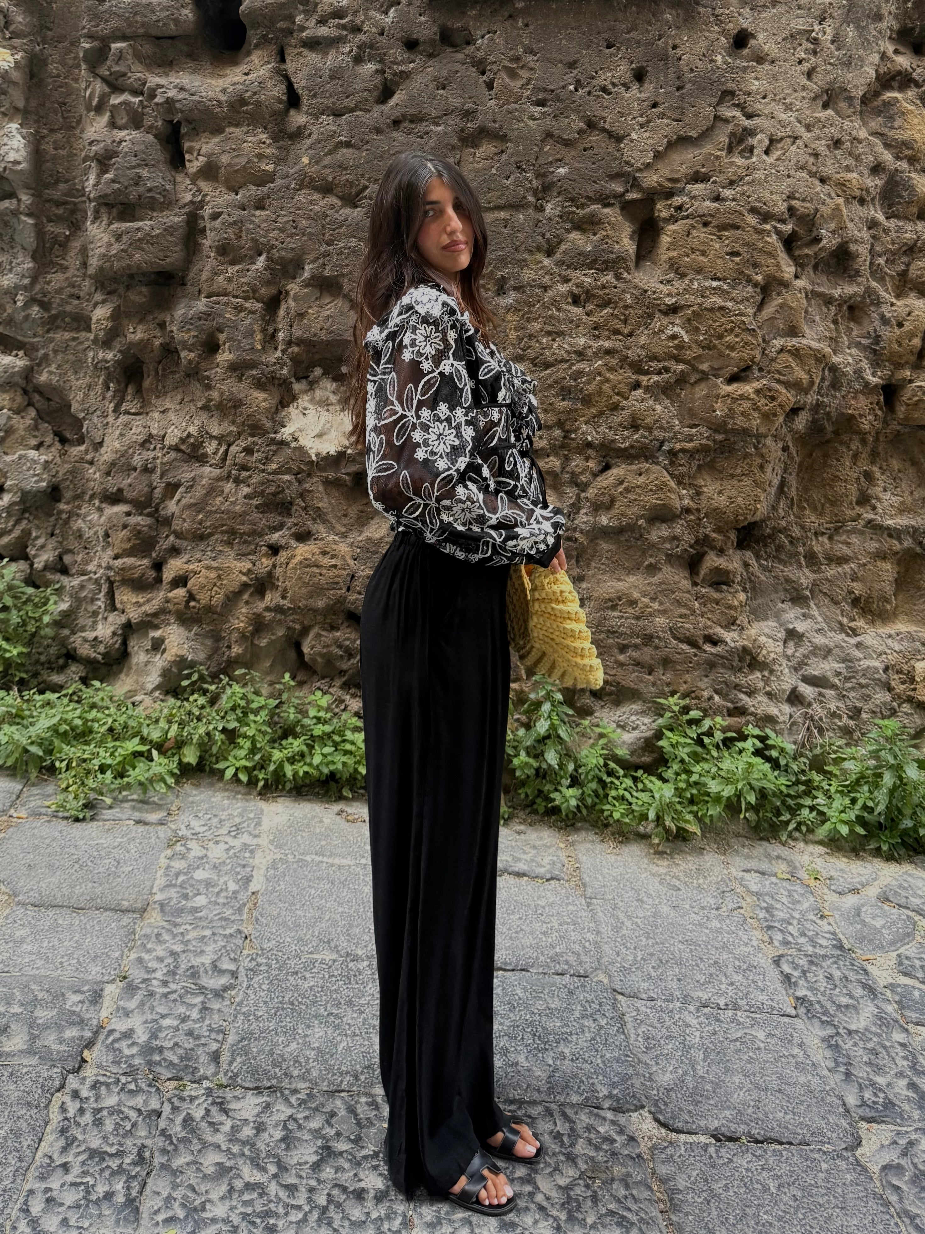 Pantalone misto lino nero - LadyB Shop Online