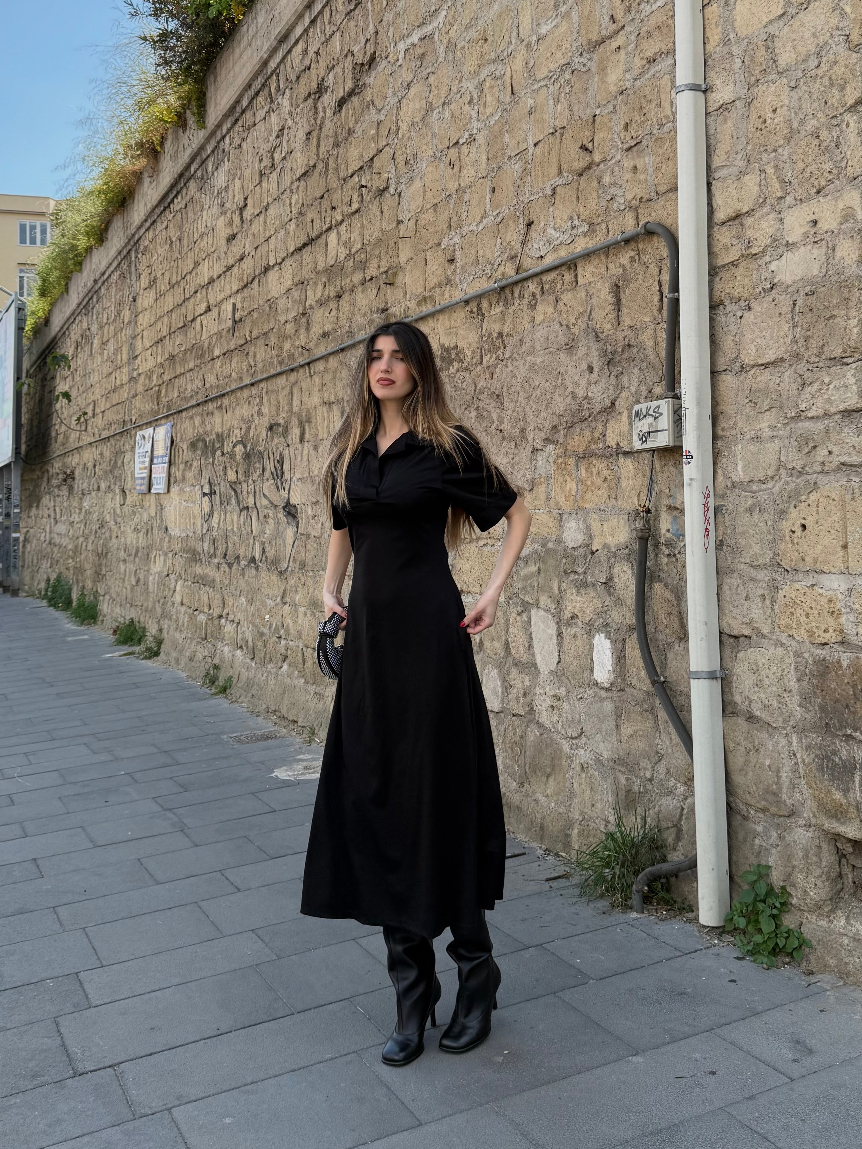 Dress maxi polo nero - LadyB Shop Online