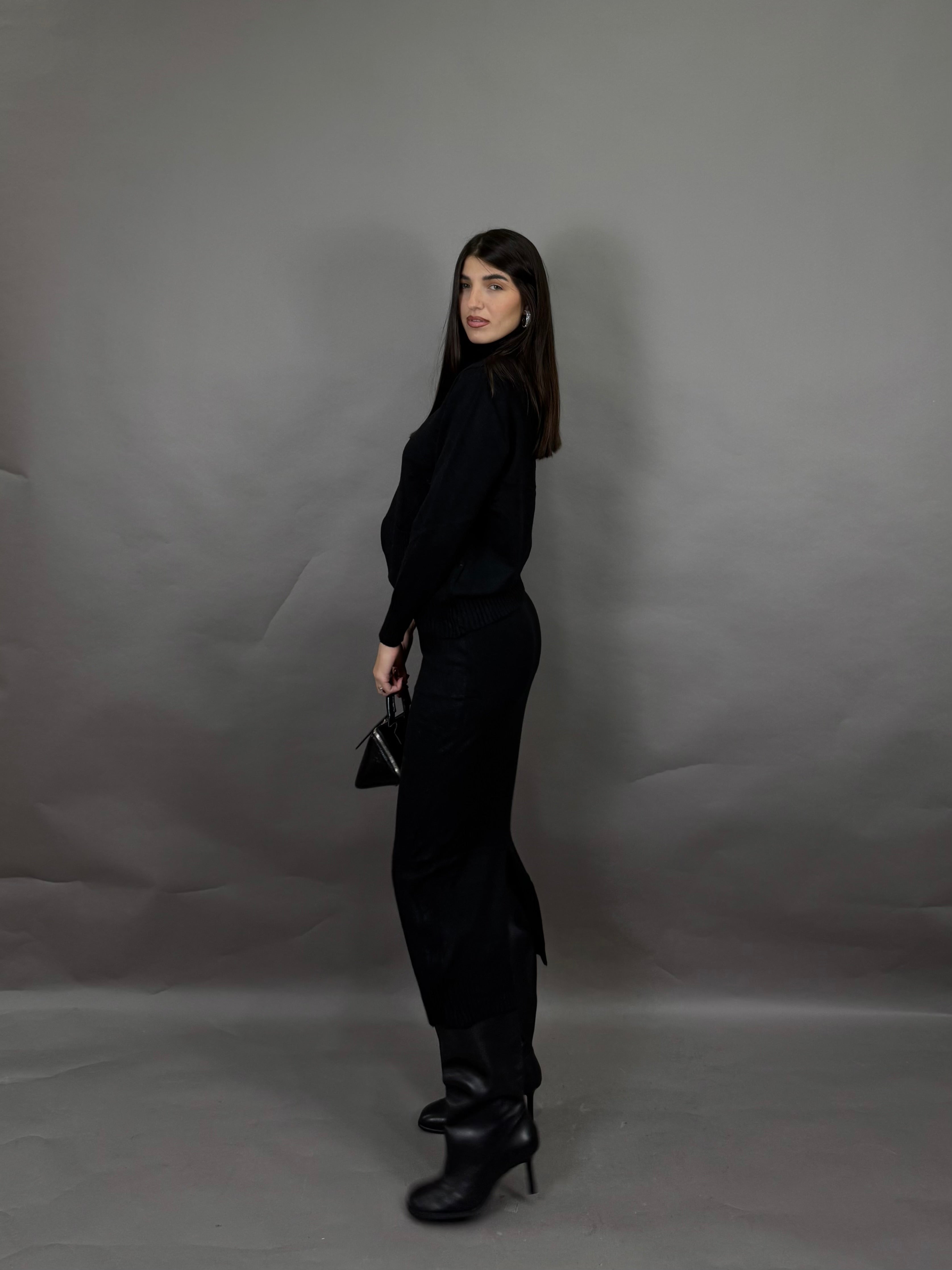 Coordinato lana rasata nero