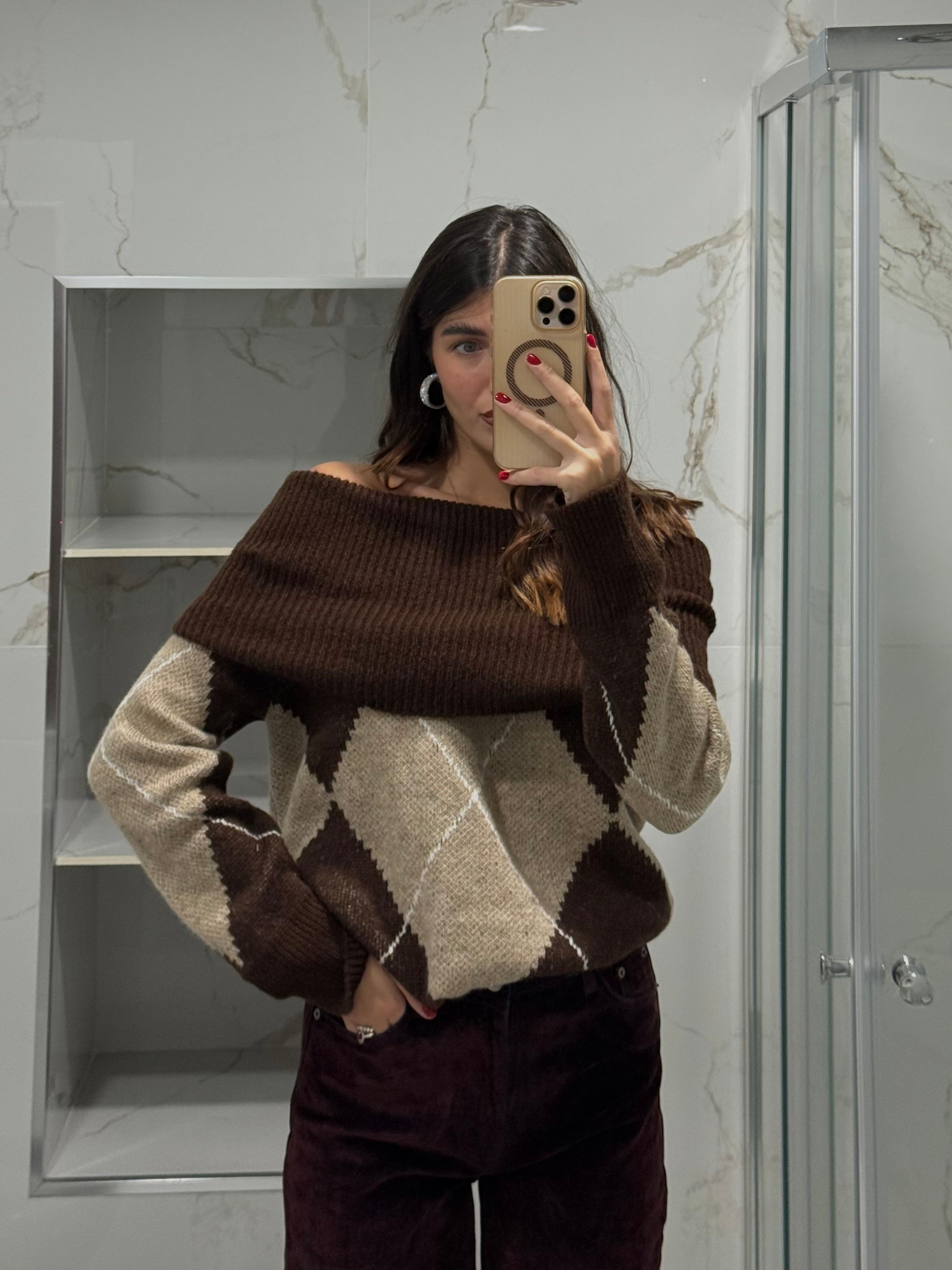 Pull scacchi marrone