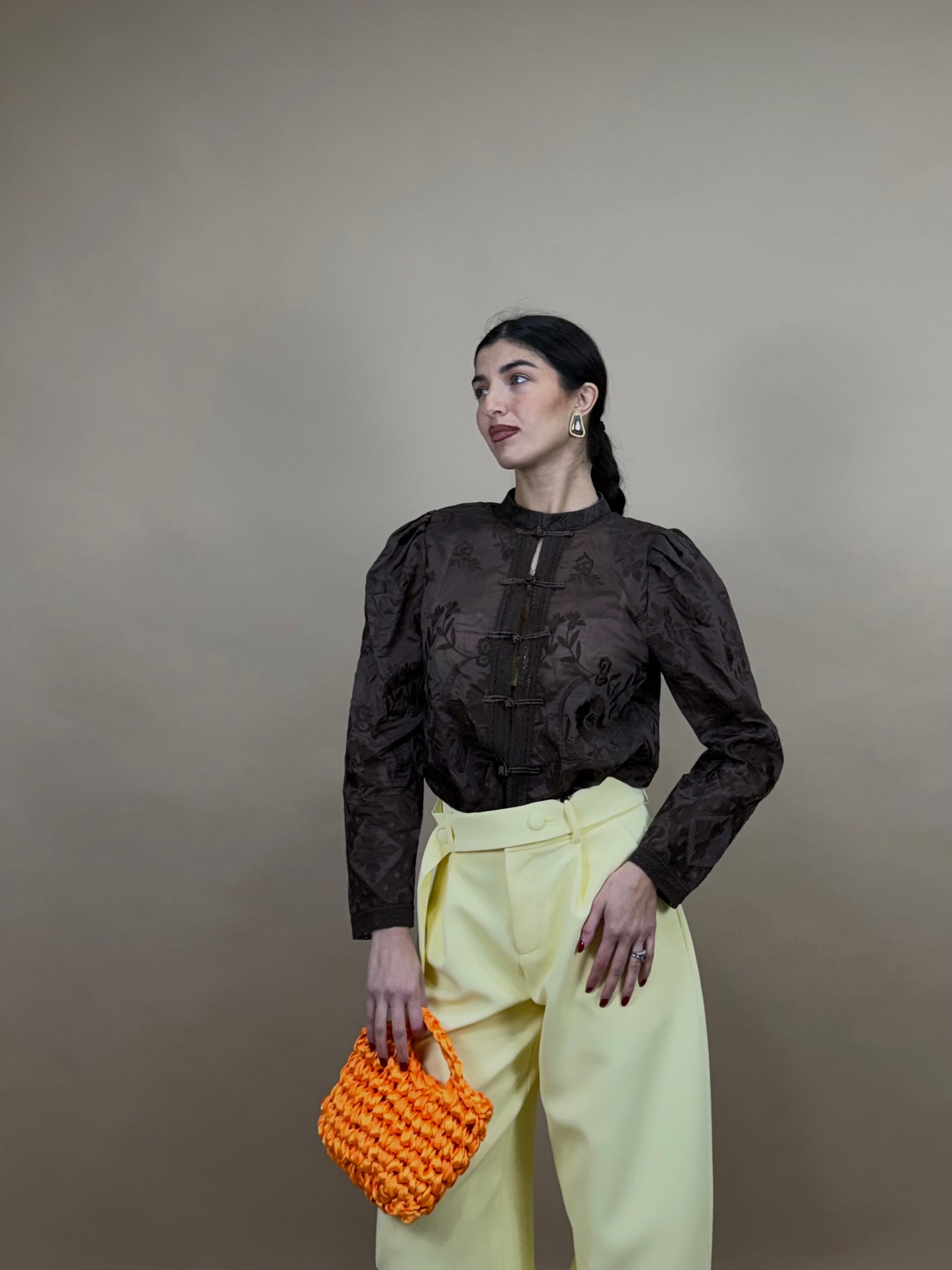 Camicia Coreana marrone