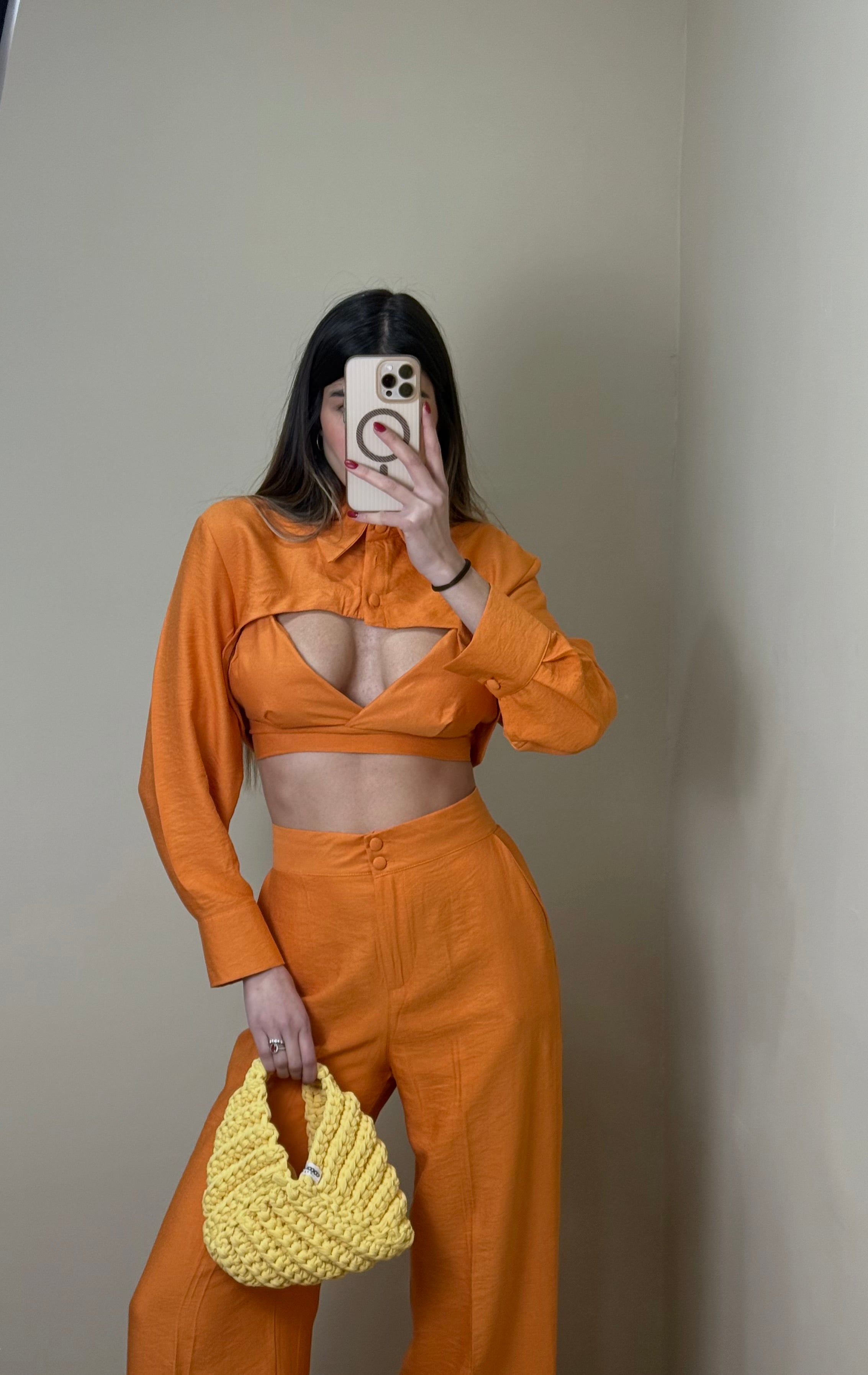 Coordinato misto lino arancio - LadyB Shop Online