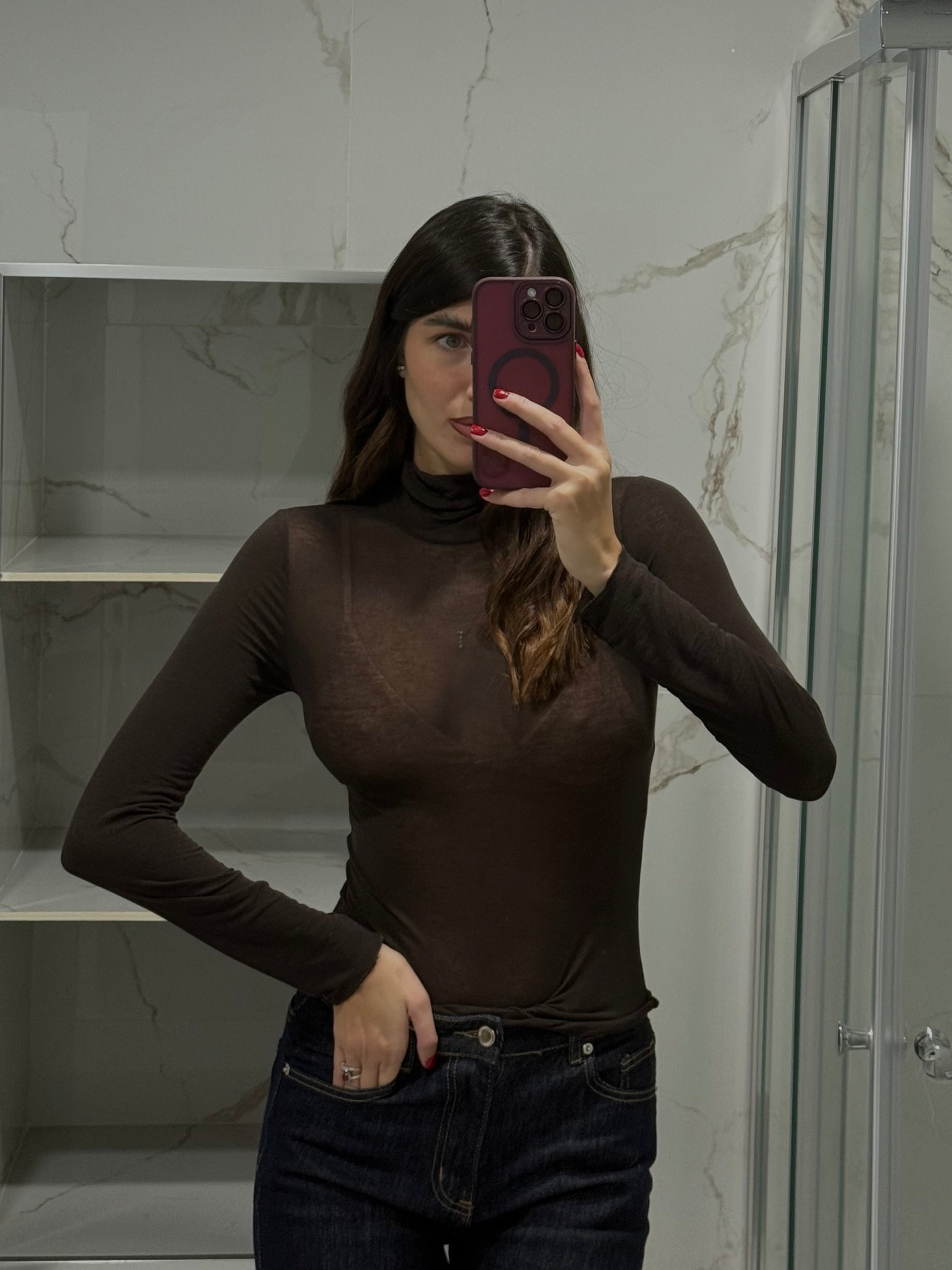 Maglia misto cachemire marrone