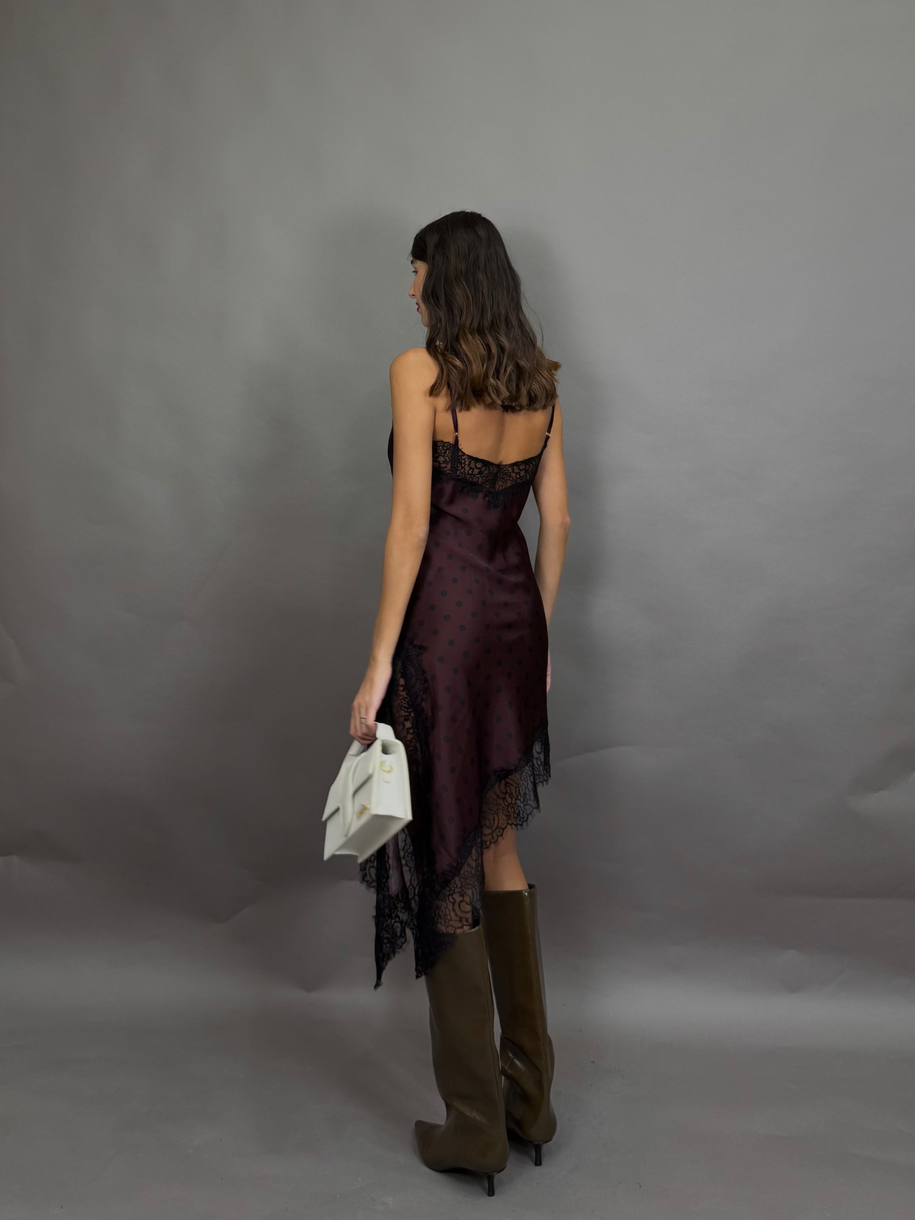 Dress pizzo e pois lumina bordeaux