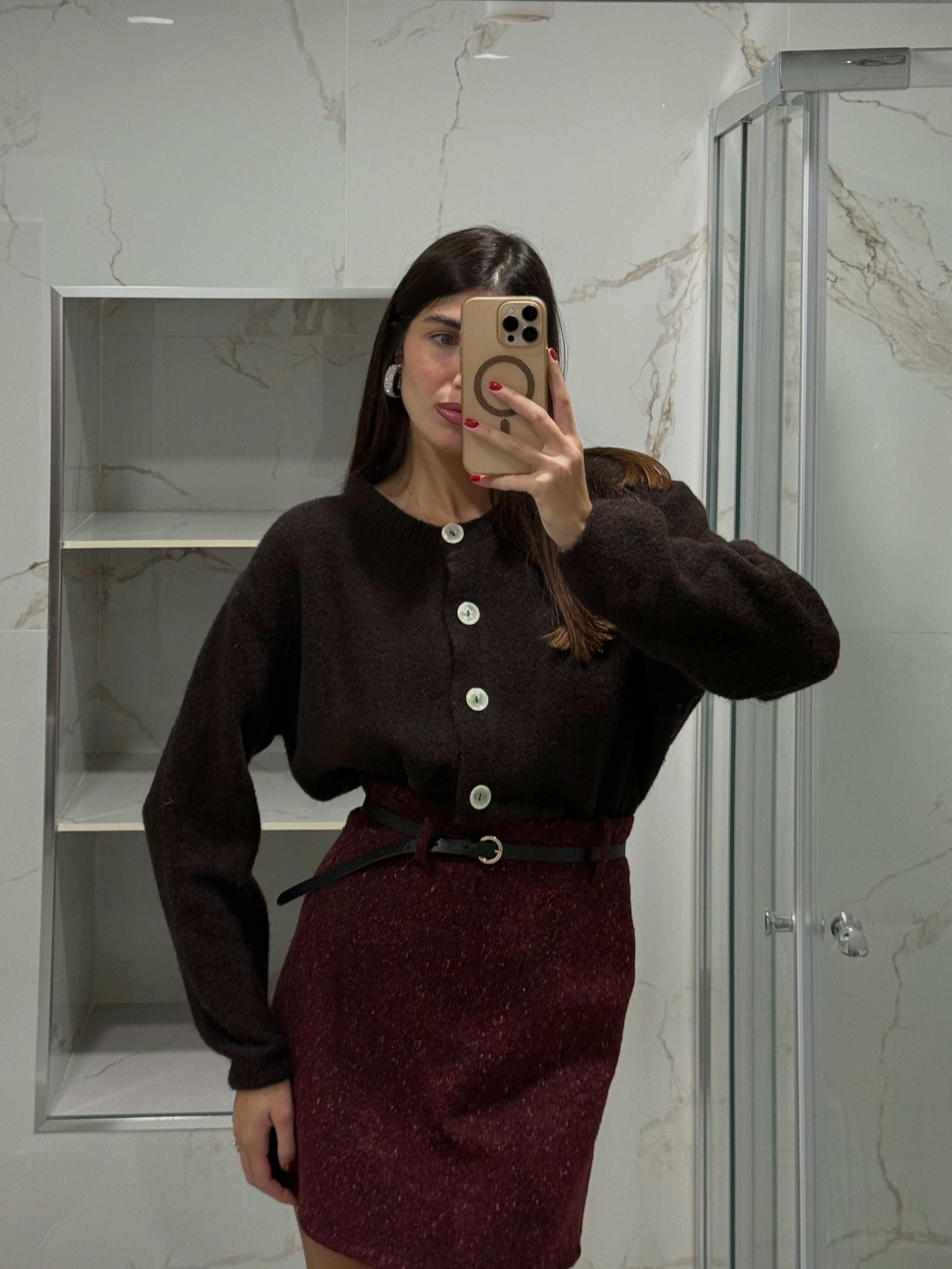 Cardigan lana marrone