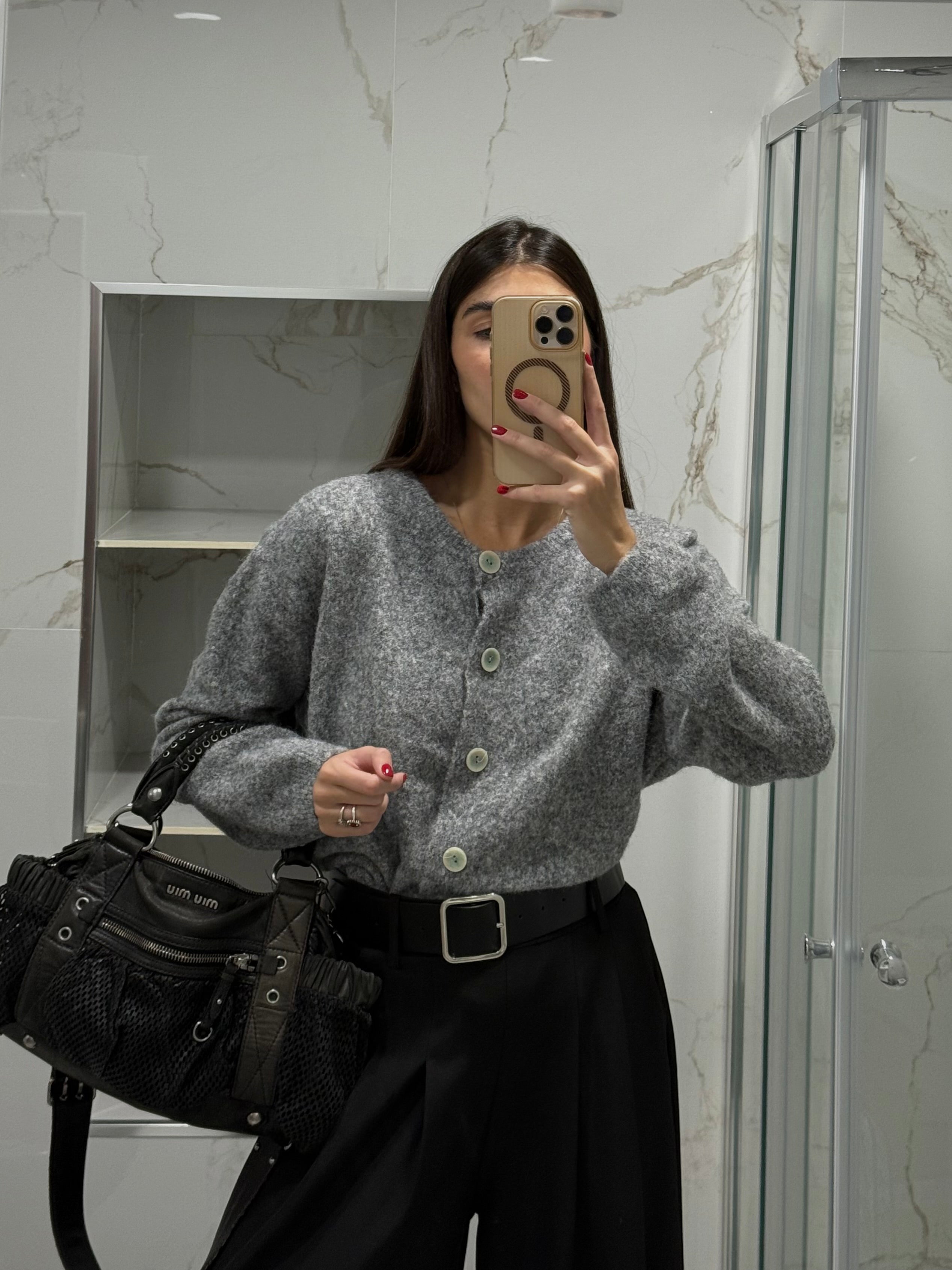 Cardigan lana grigio