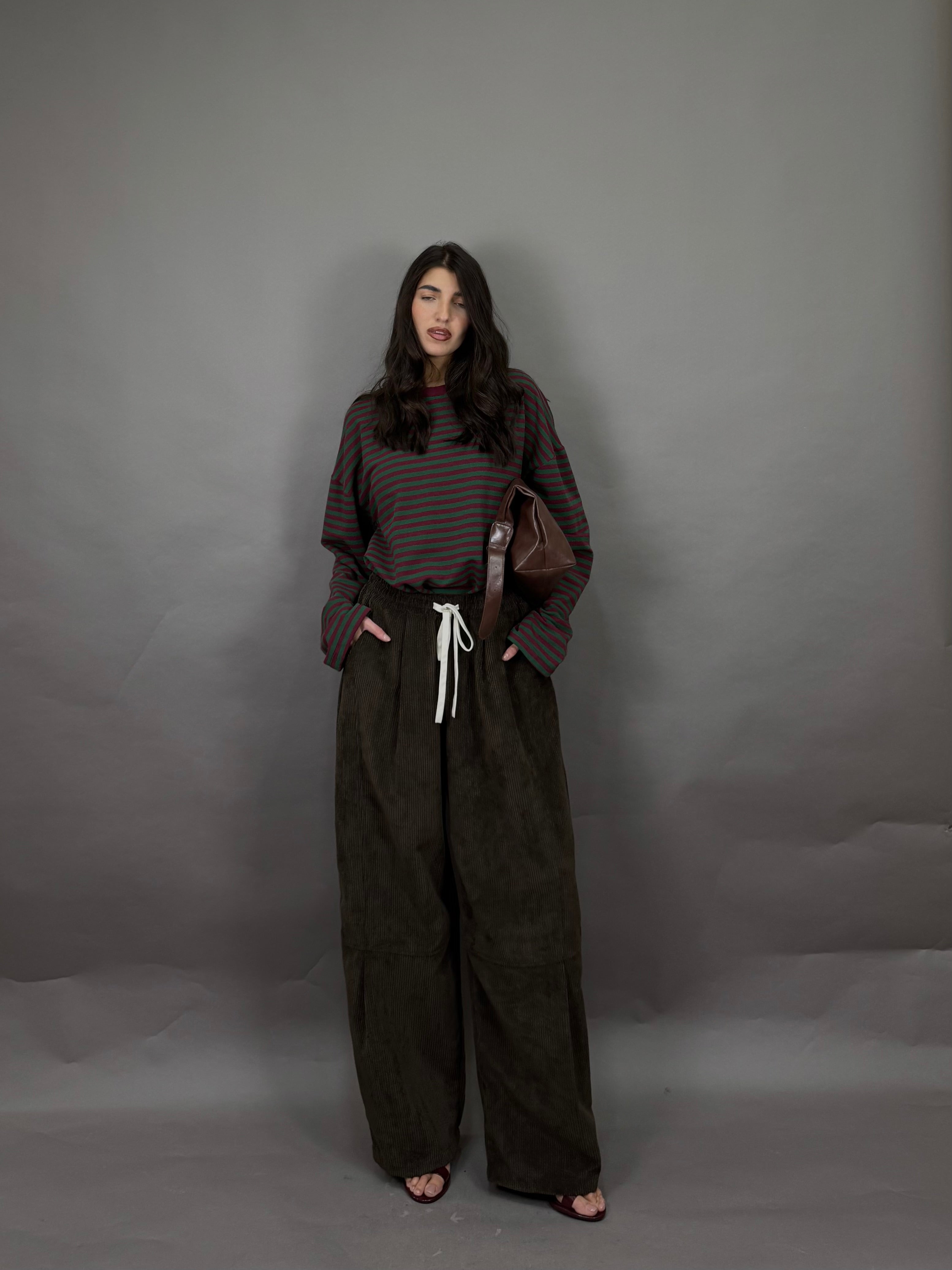 Pantalone velluto just marrone