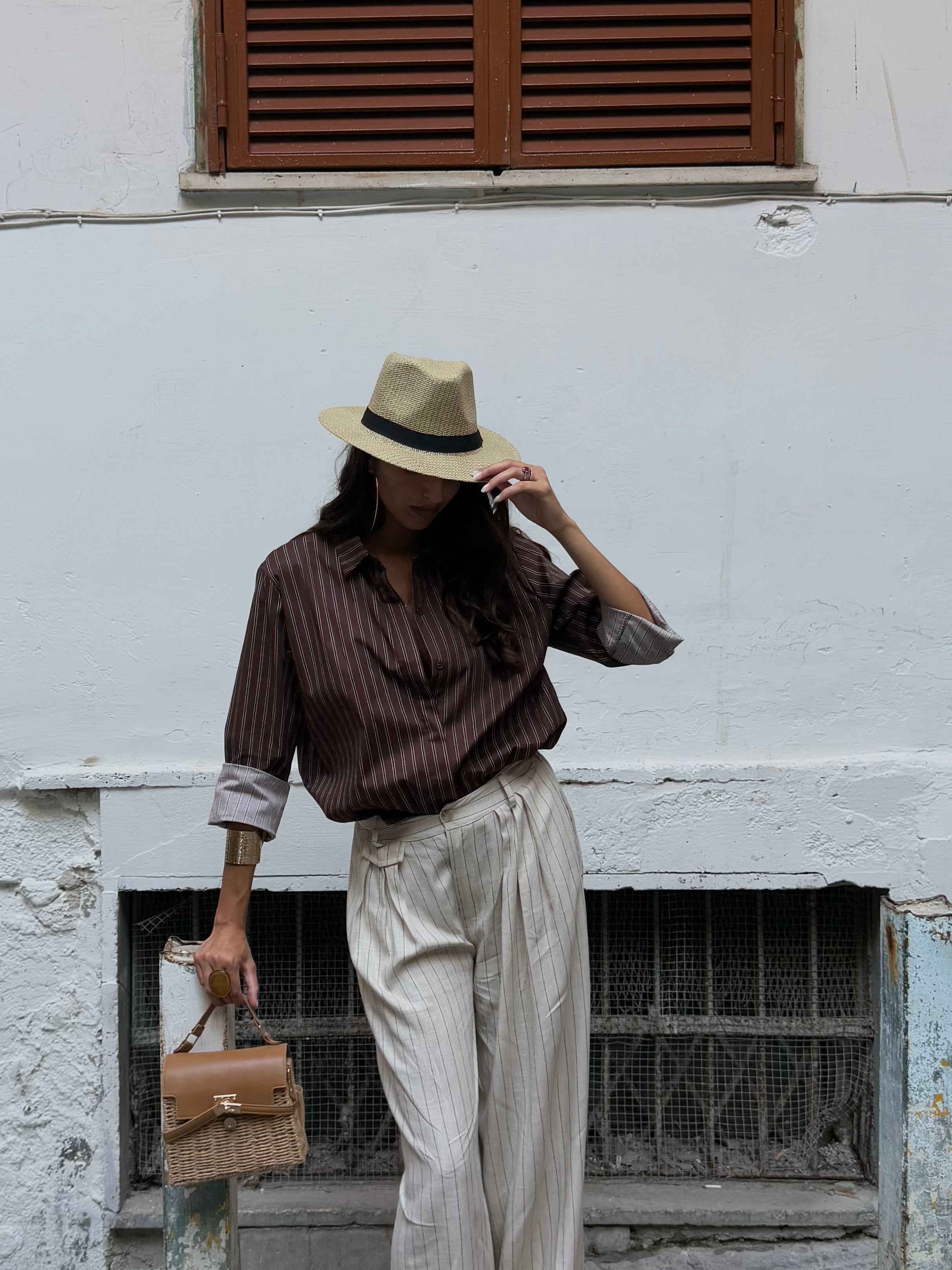Camicia righe marrone