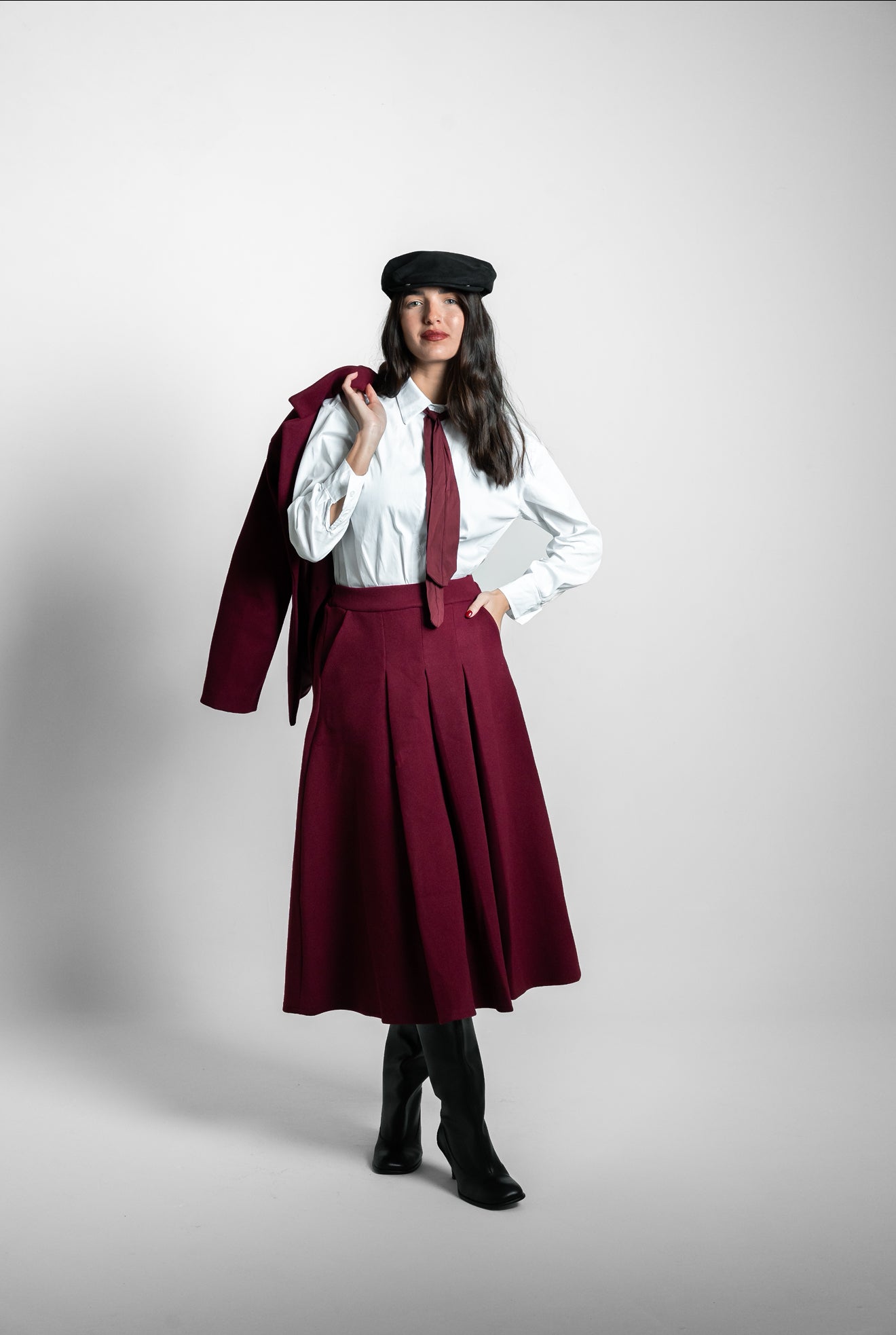 Camicia cravatta bordeaux